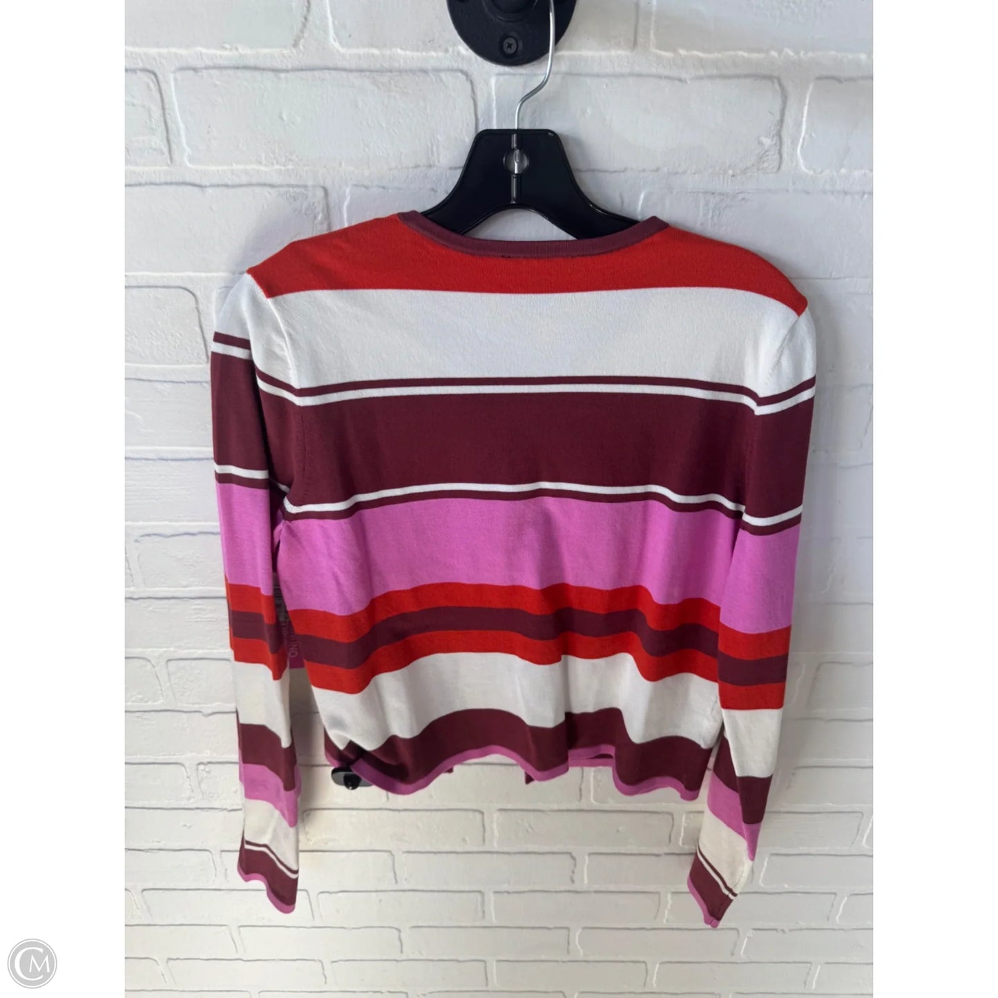 Sweater Cardigan By Ann Taylor In Orange & Pink, Size: M