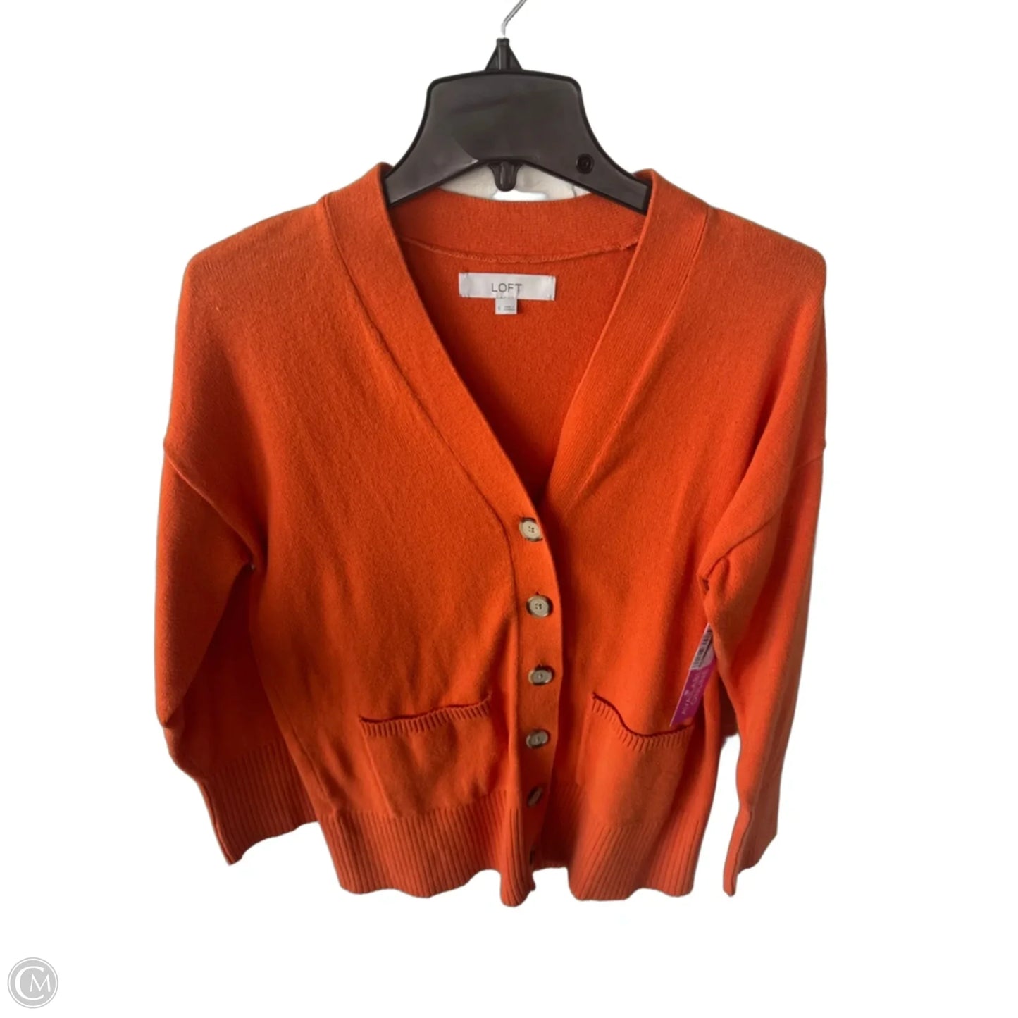 Sweater Cardigan By Loft In Orange, Size: S