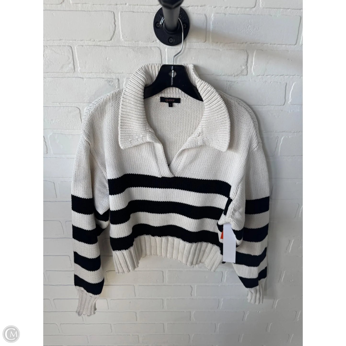Sweater By Quince In Black & Cream, Size: S