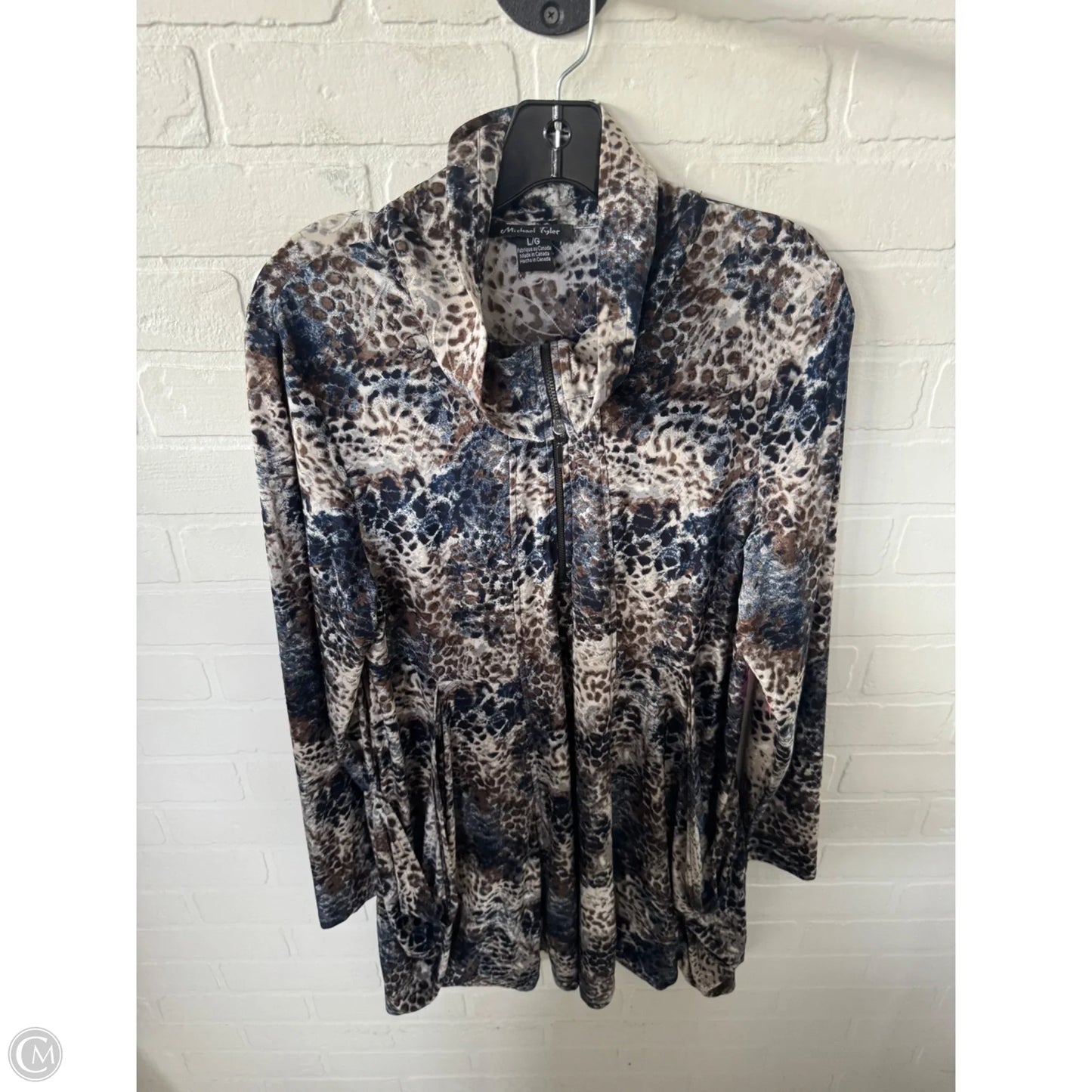 Tunic Long Sleeve By Clothes Mentor In Blue & Brown, Size: L