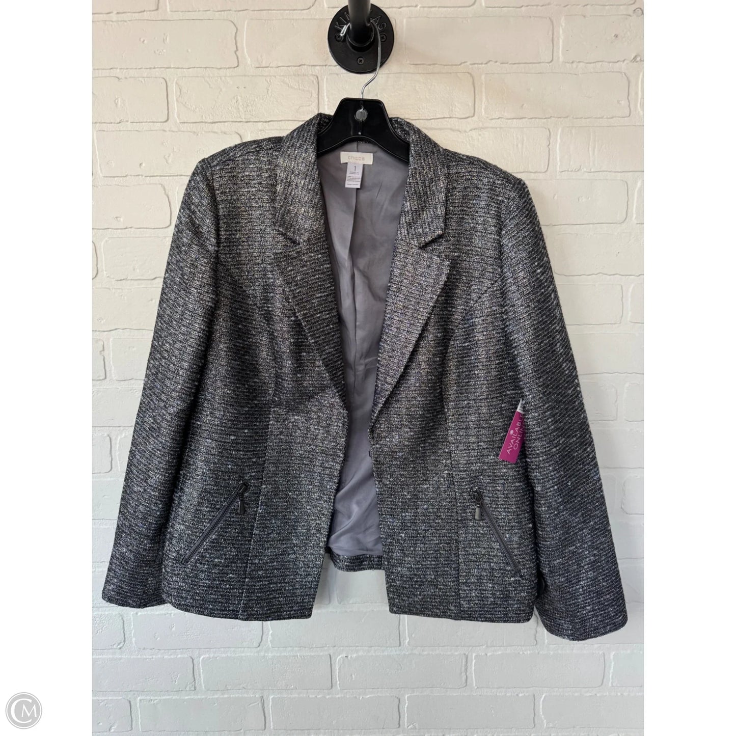 Blazer By Chicos In Grey, Size: M