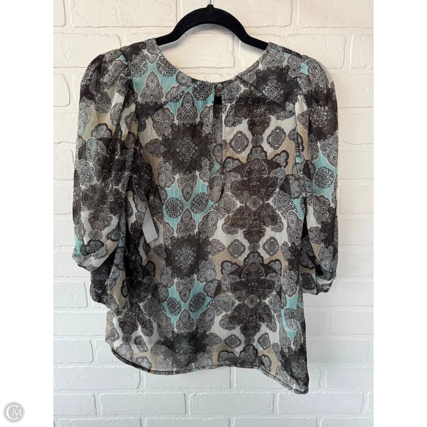 Top Short Sleeve By Bcbgeneration In Blue & Brown, Size: S