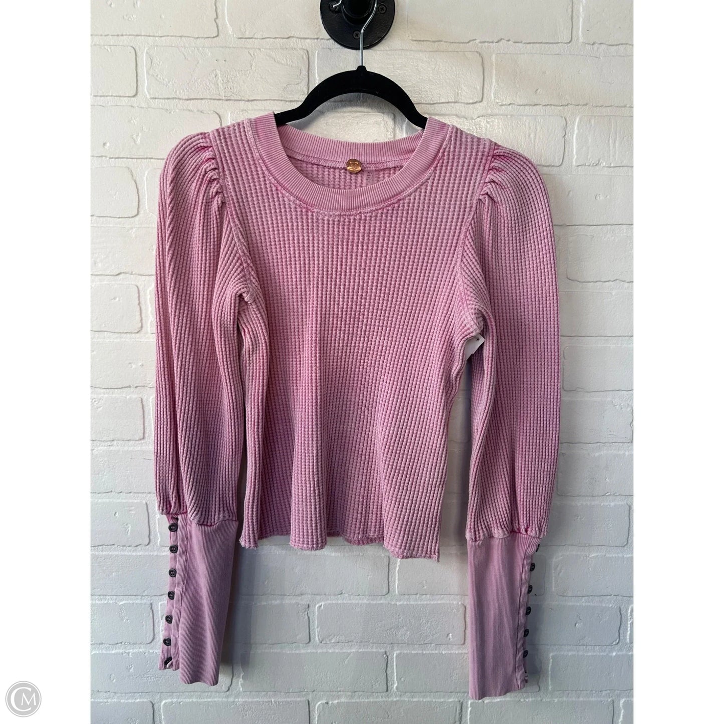 Top Long Sleeve By Free People In Pink, Size: M