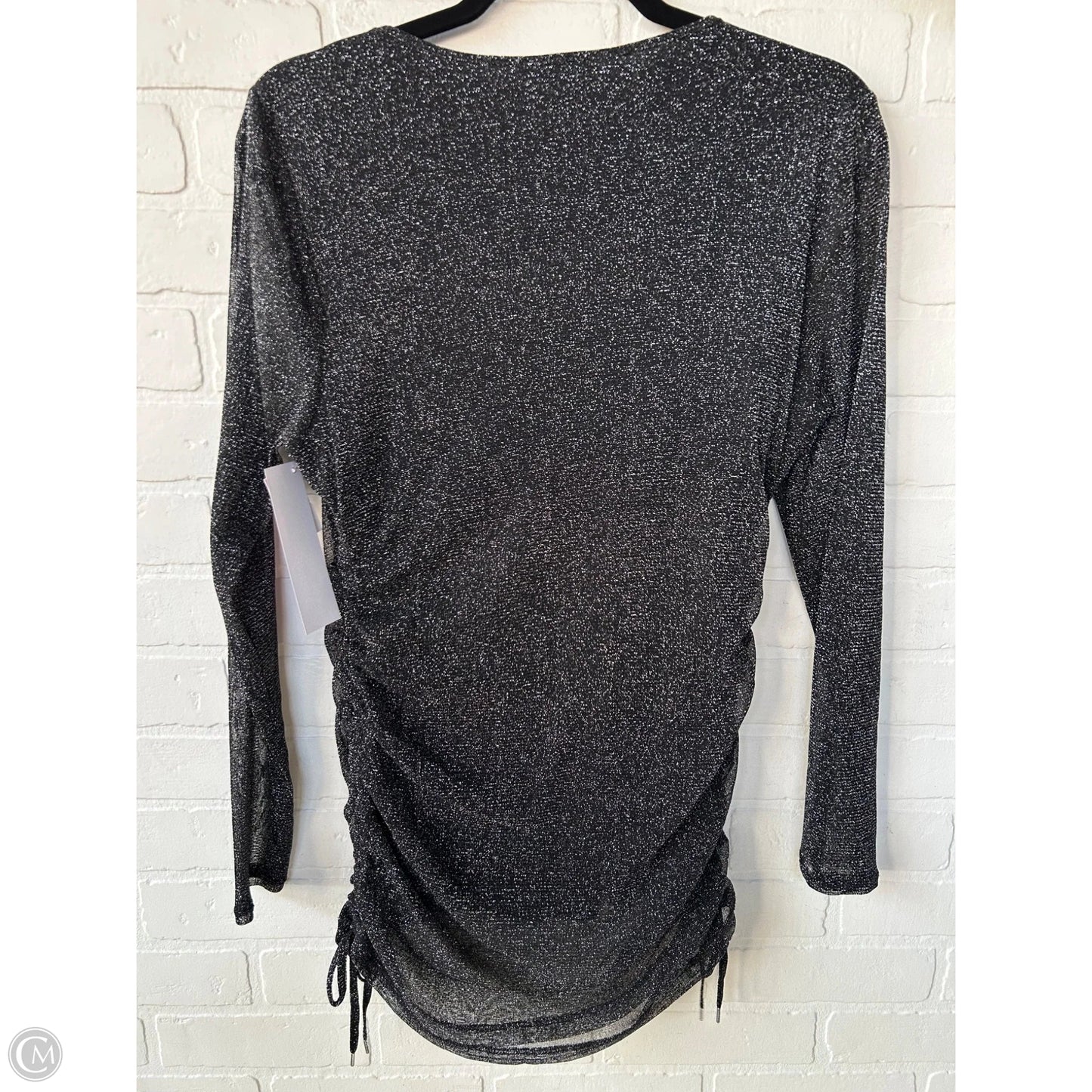 Top Long Sleeve By Calvin Klein In Black & Silver, Size: Xl
