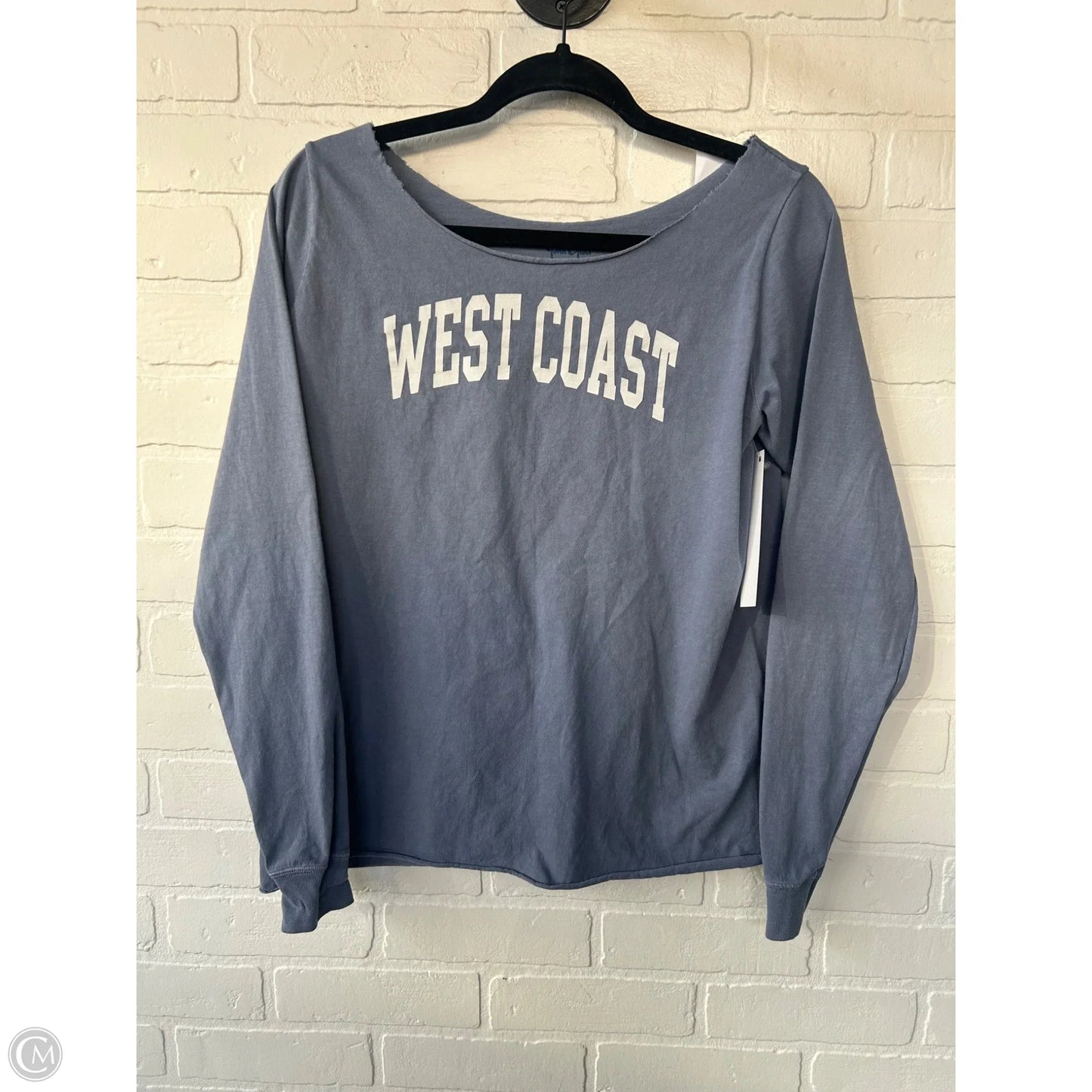 Top Long Sleeve Basic By John Galt In Blue & White, Size: Osfm