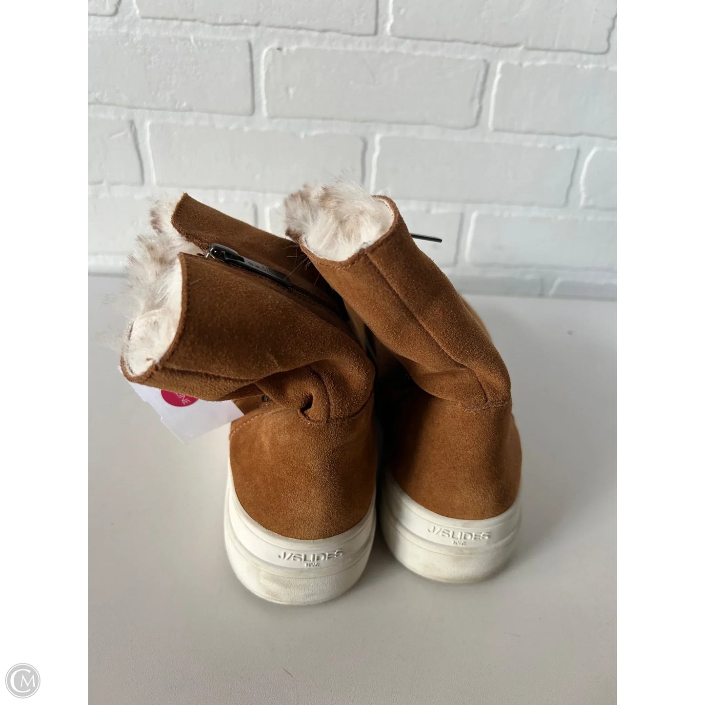Boots Ankle Flats By J Slides In Brown & White, Size: 8.5
