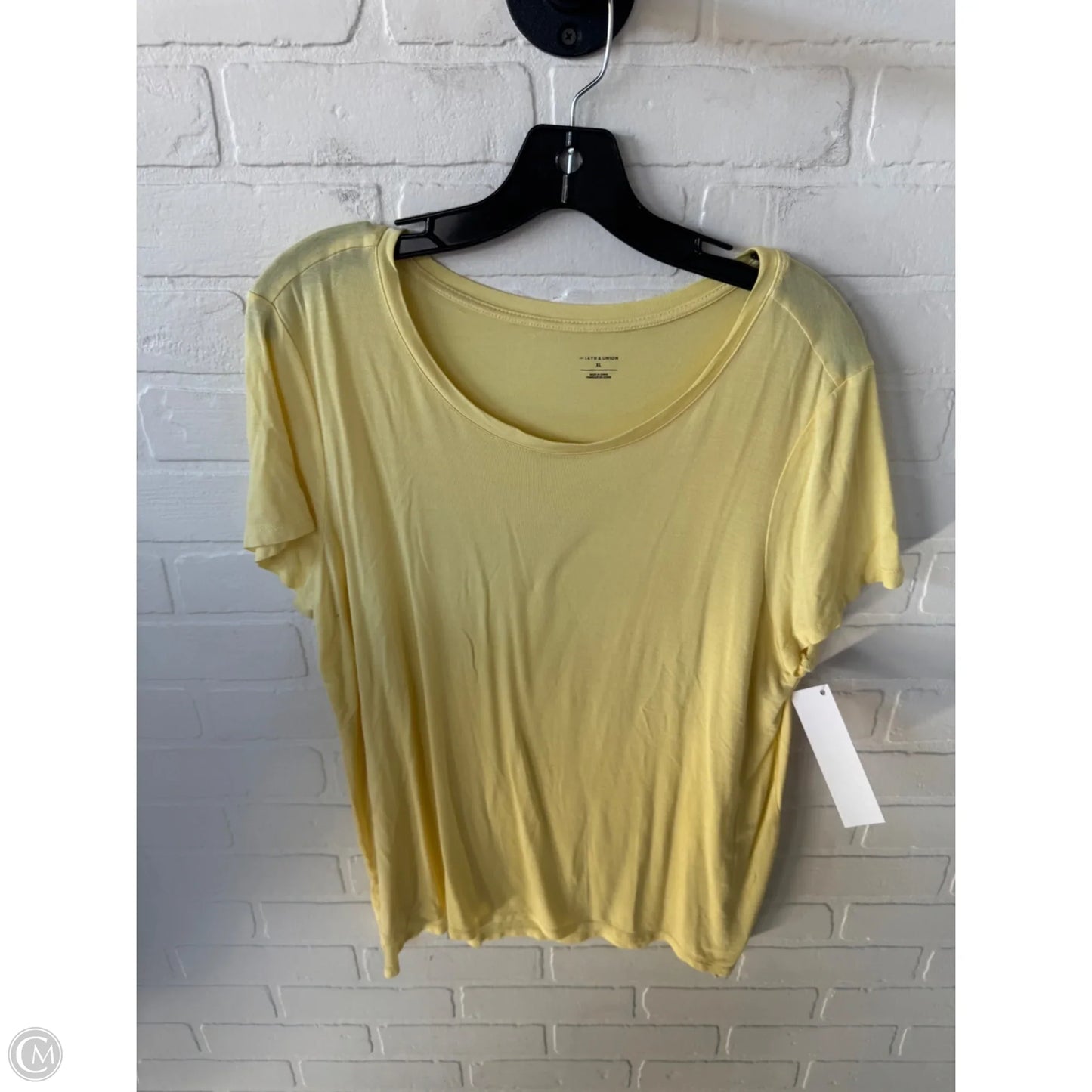 Top Short Sleeve Basic By 14th And Union In Yellow, Size: Xl