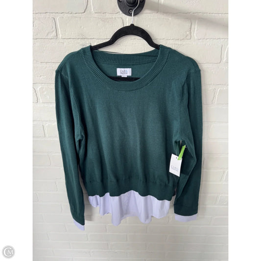 Sweater By Croft And Barrow In Green & White, Size: L
