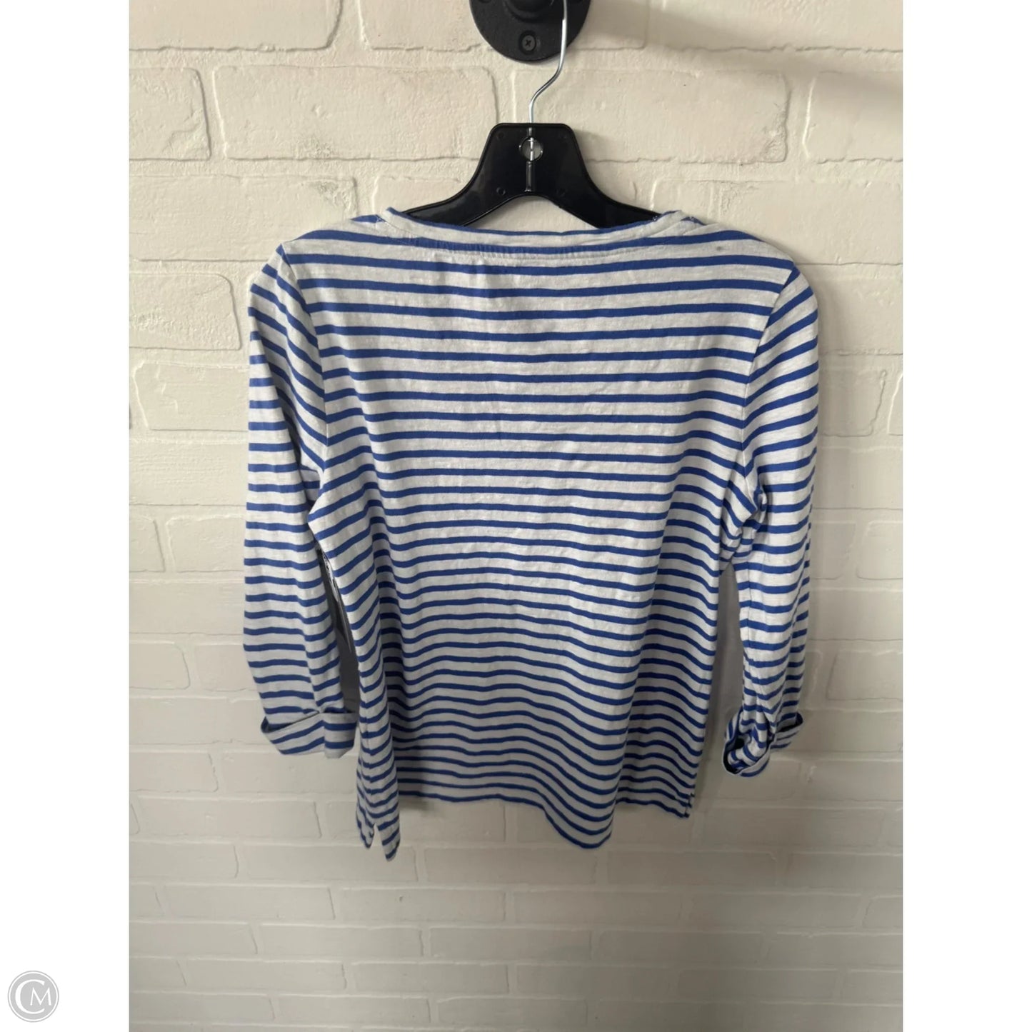 Top 3/4 Sleeve By Talbots In Blue & White, Size: Sp