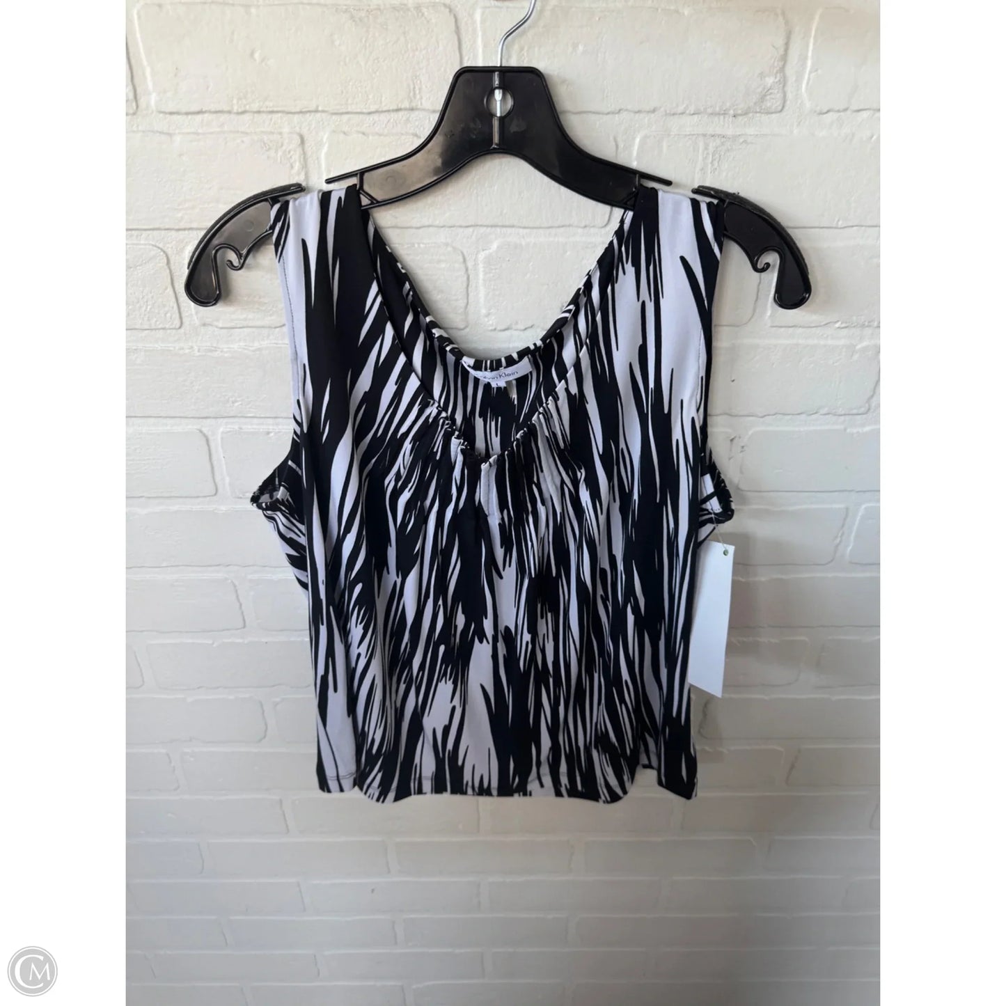 Top Sleeveless By Calvin Klein In Black & White, Size: L