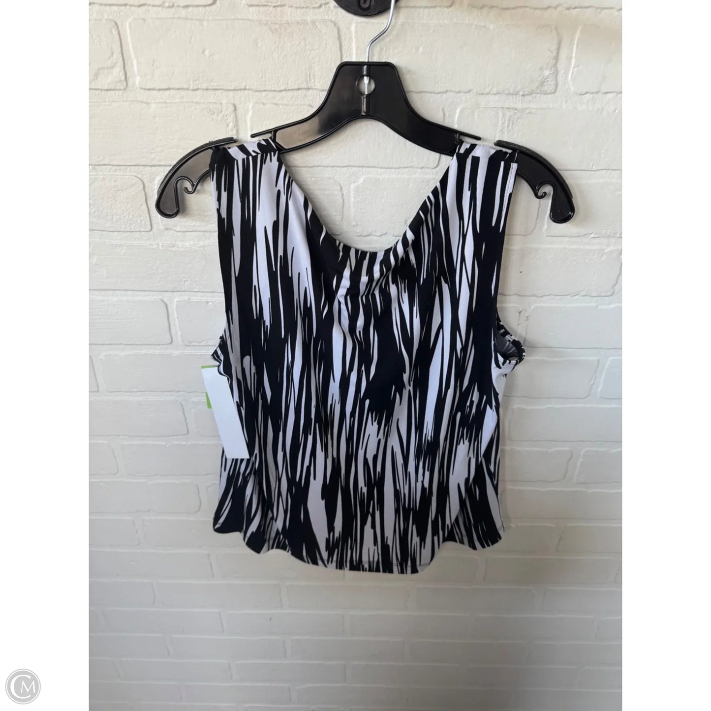 Top Sleeveless By Calvin Klein In Black & White, Size: L