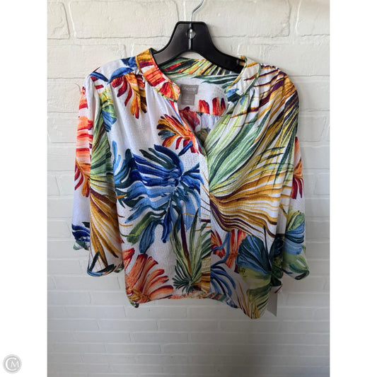 Top Long Sleeve By Chicos In Green & Orange, Size: S