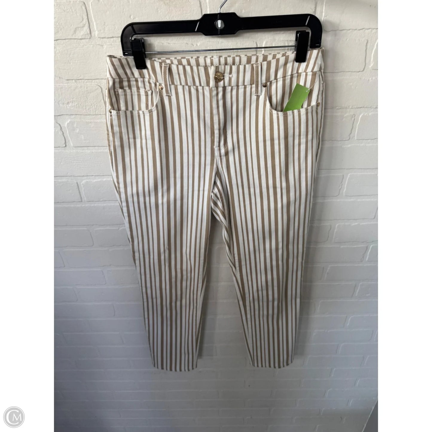 Jeans Straight By Chicos In Tan & White, Size: 6