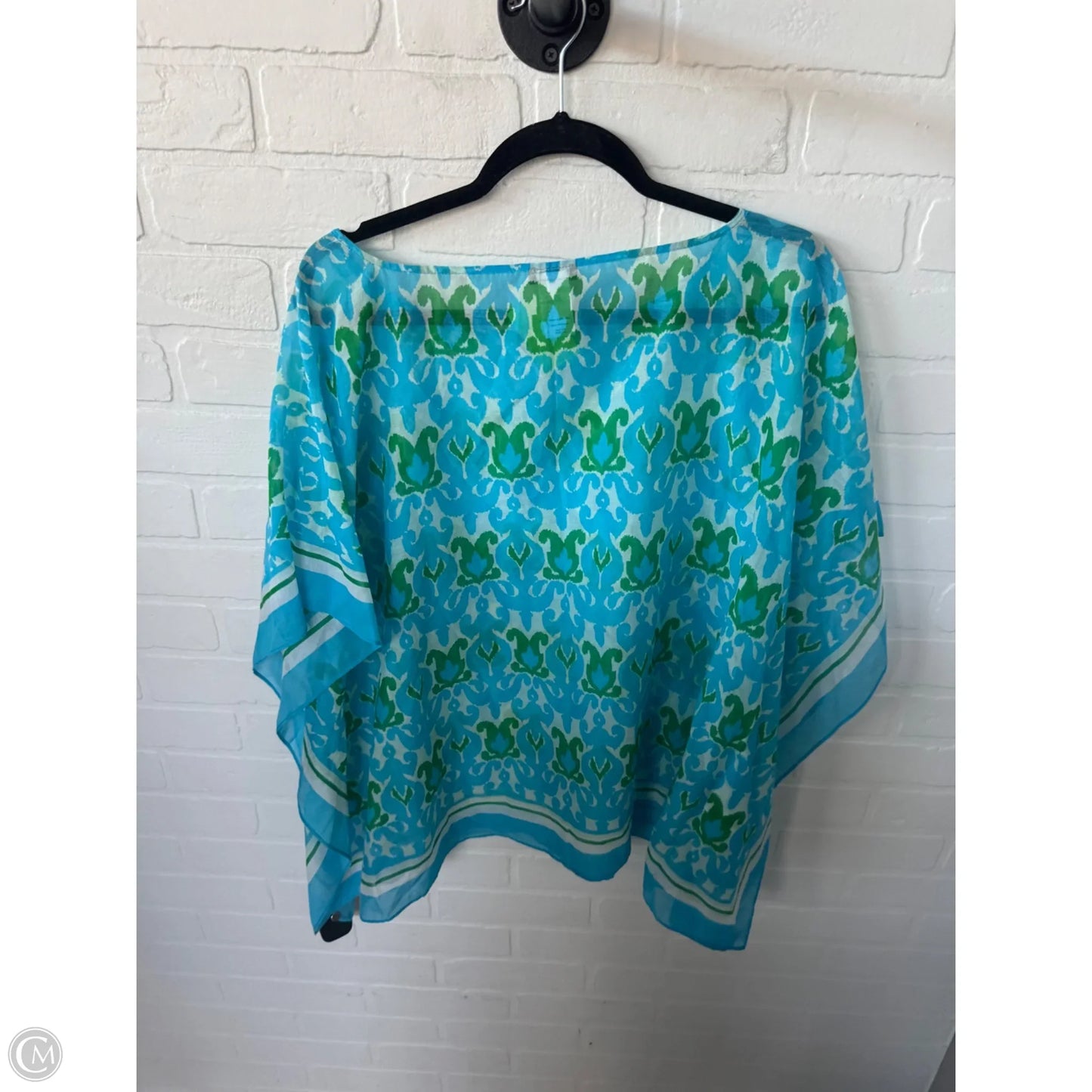 Poncho By Talbots In Blue & Green, Size: L