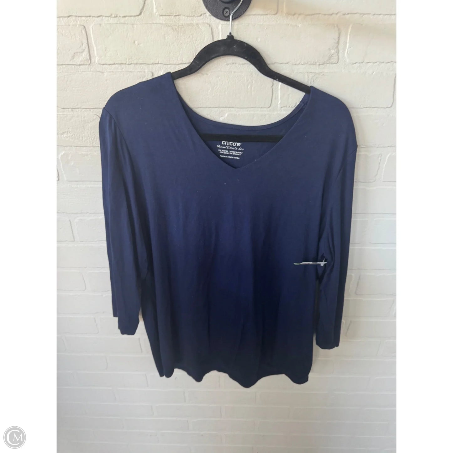 Top 3/4 Sleeve Basic By Chicos In Blue, Size: Xl