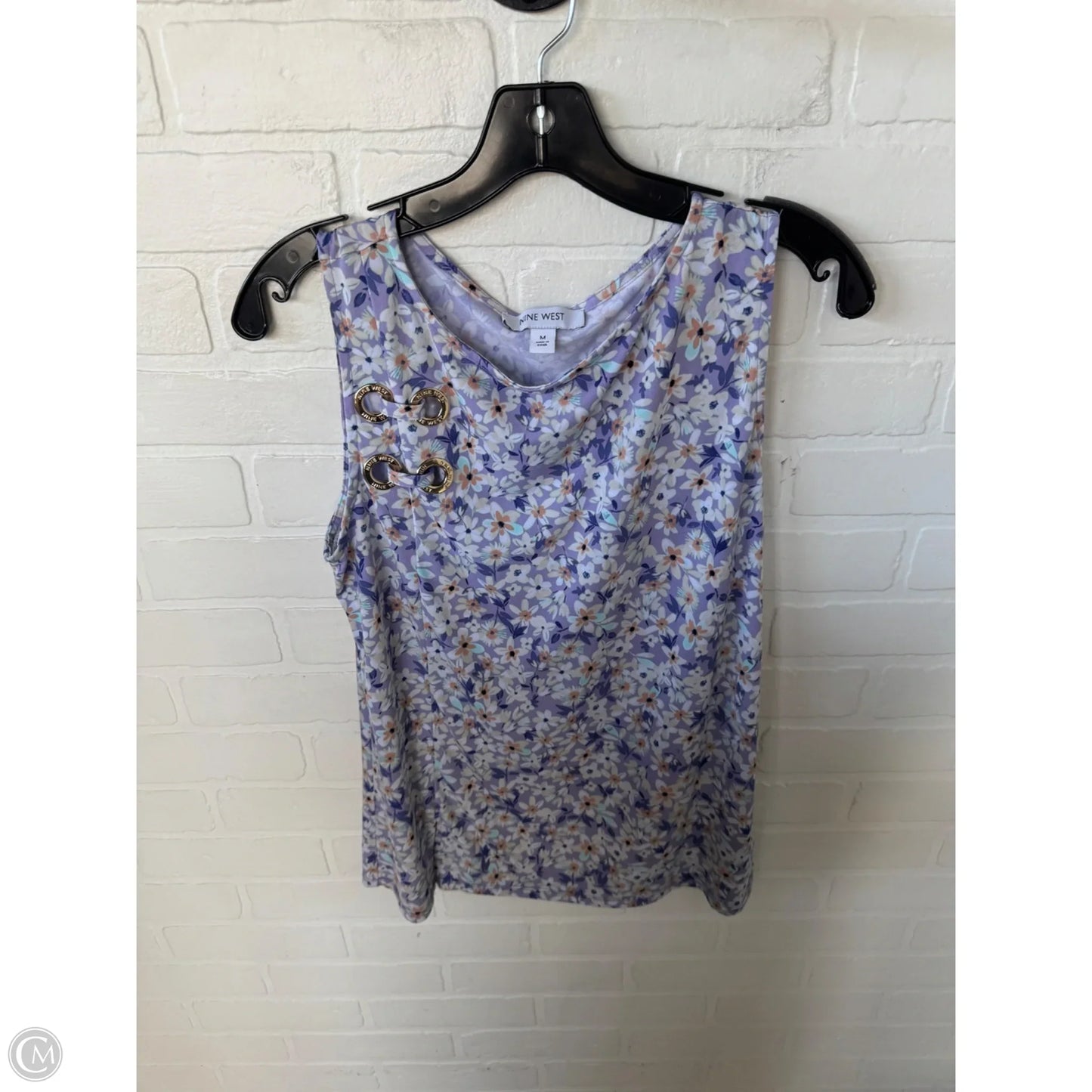 Top Sleeveless By Nine West In Purple & White, Size: M