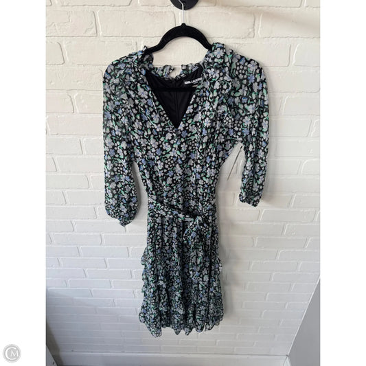 Dress Designer By Karl Lagerfeld In Black & Blue, Size: L