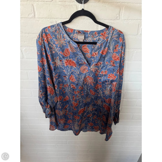 Tunic 3/4 Sleeve By Chicos In Blue & Orange, Size: Xl