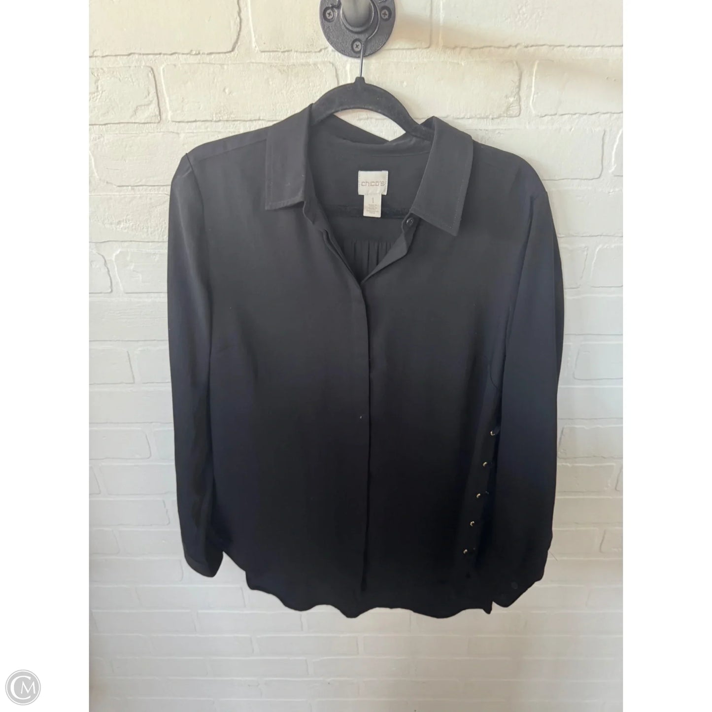 Top Long Sleeve By Chicos In Black & Gold, Size: M