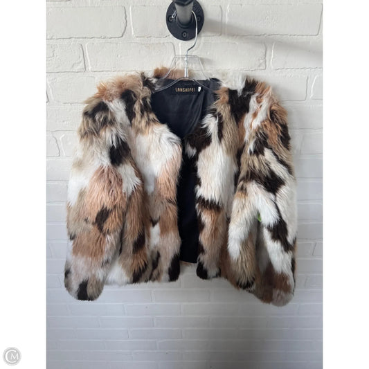 Jacket Faux Fur & Sherpa By Clothes Mentor In Brown & Cream, Size: M