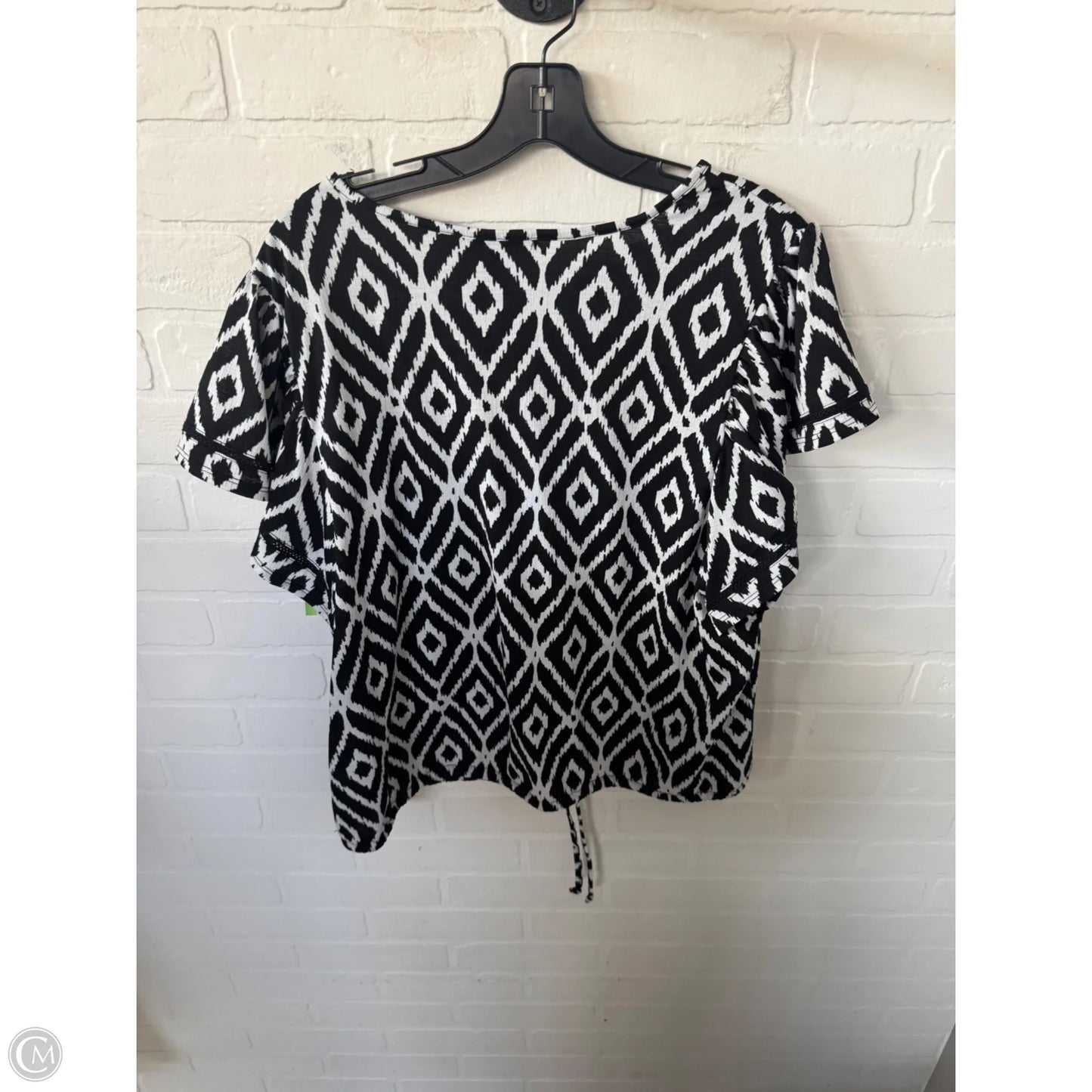 Top Short Sleeve By Fred David In Black & White, Size: Xl