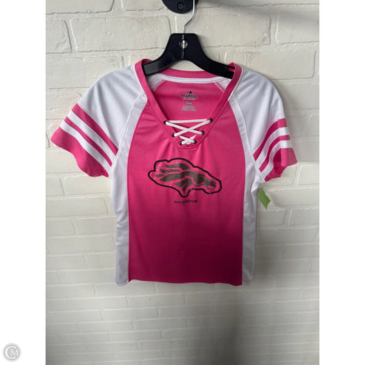 Top Short Sleeve By Majestic In Pink & White, Size: M