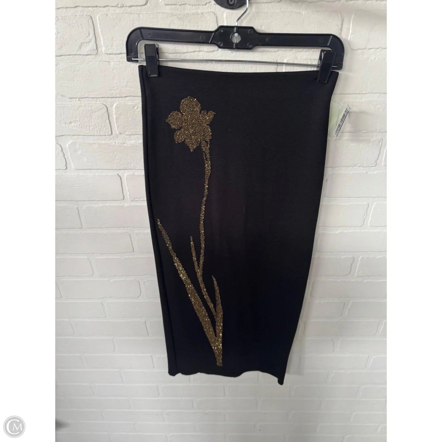Skirt Midi By Zara In Black & Gold, Size: 8