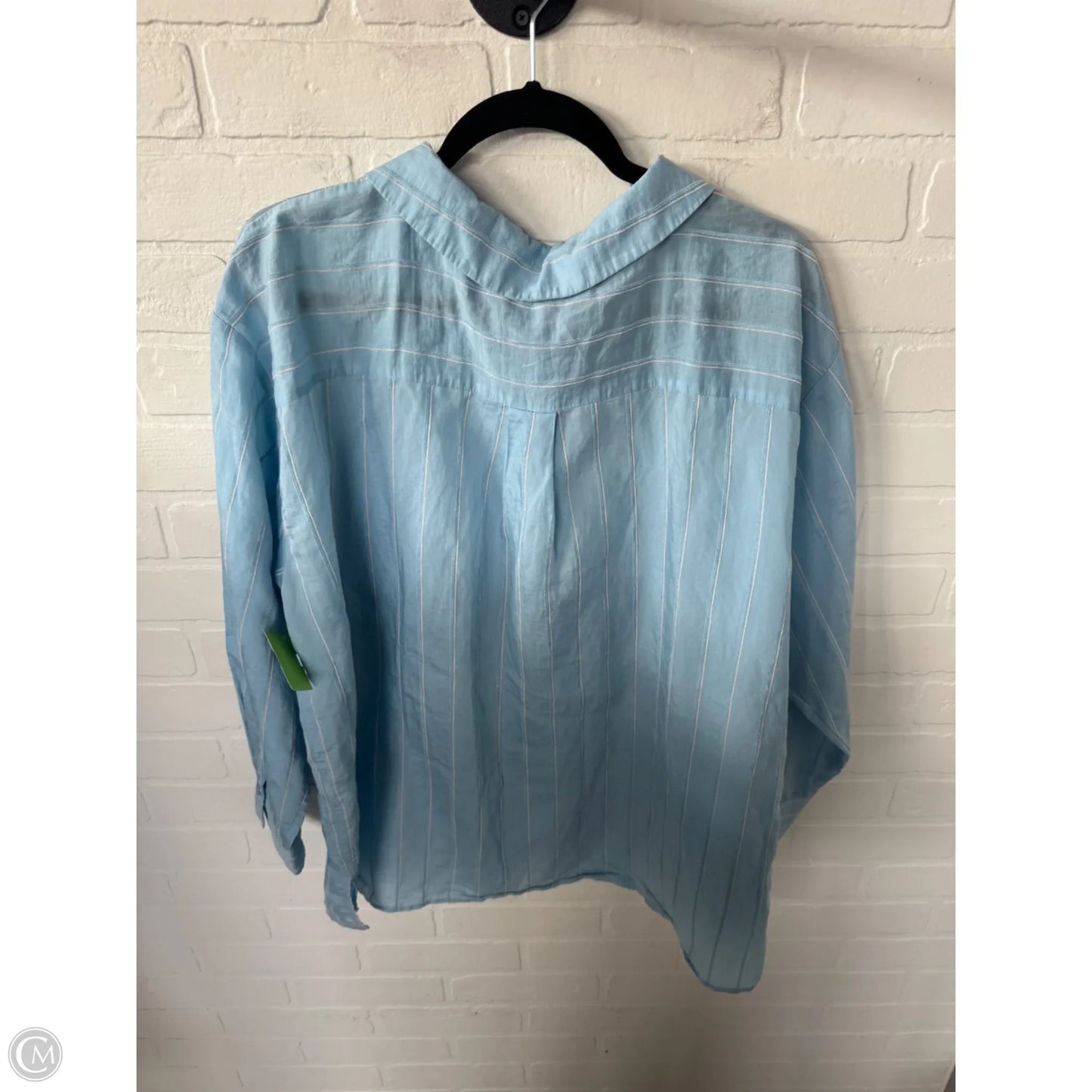 Blouse Long Sleeve By Zara In Blue & White, Size: Xl