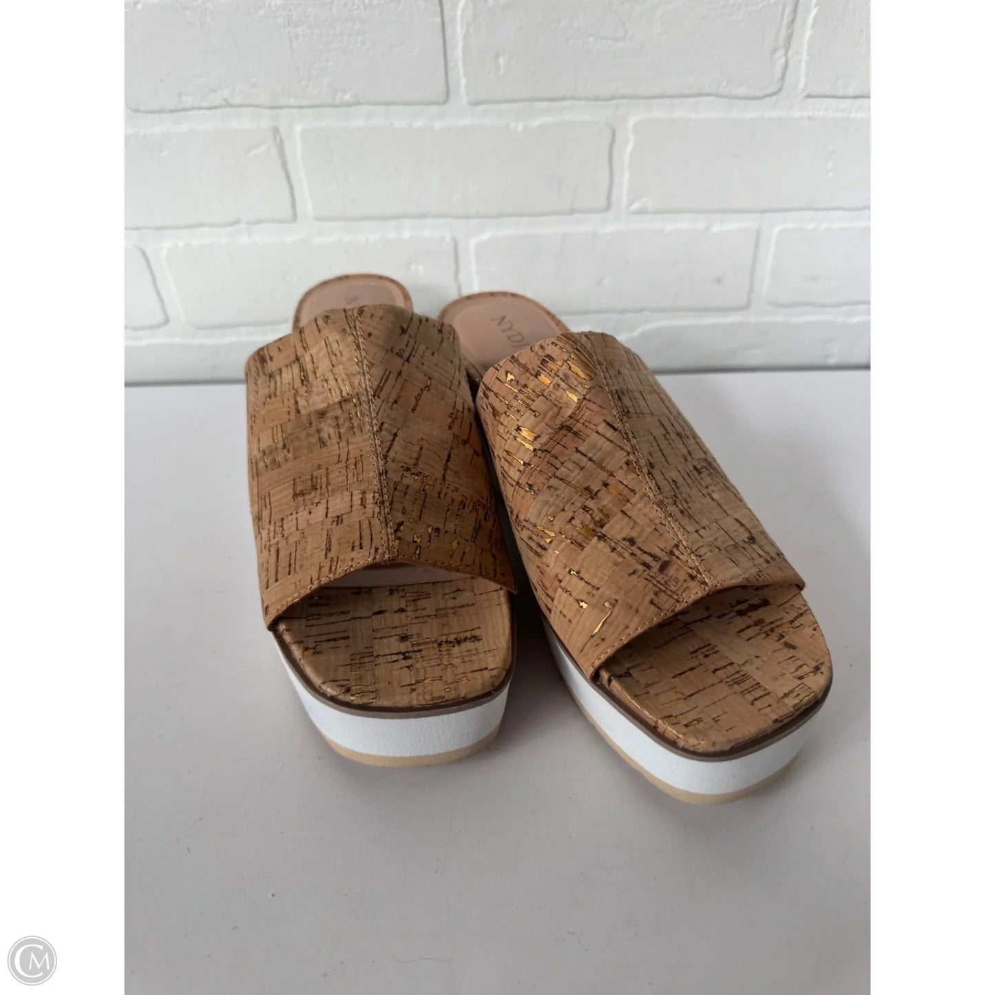 Sandals Heels Wedge By Not Your Daughters Jeans In Tan & White, Size: 9.5