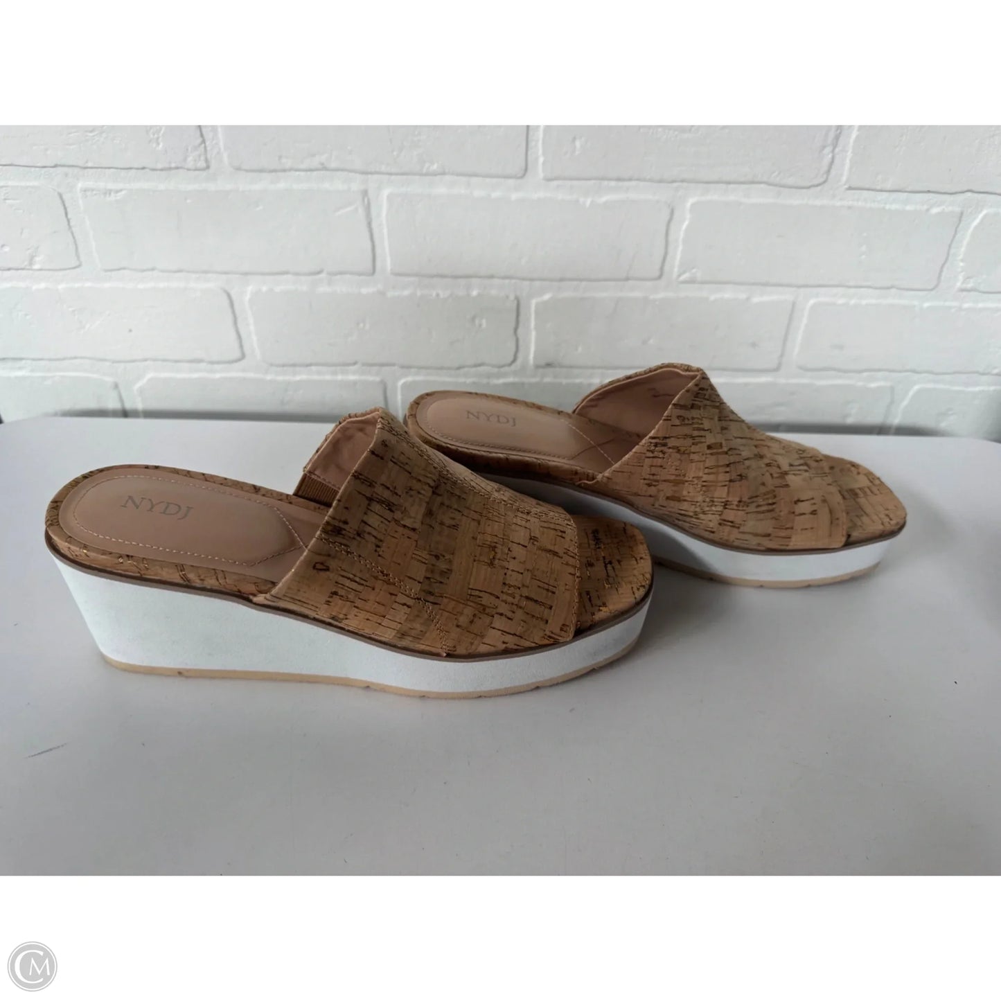 Sandals Heels Wedge By Not Your Daughters Jeans In Tan & White, Size: 9.5