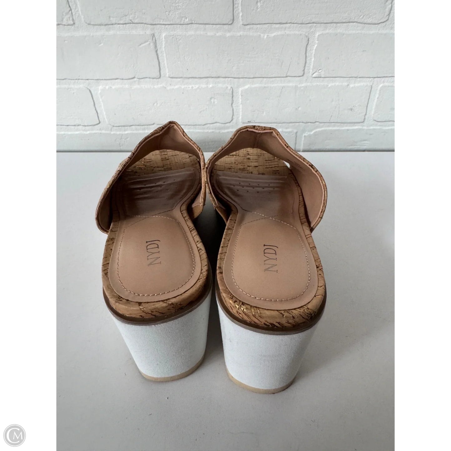 Sandals Heels Wedge By Not Your Daughters Jeans In Tan & White, Size: 9.5