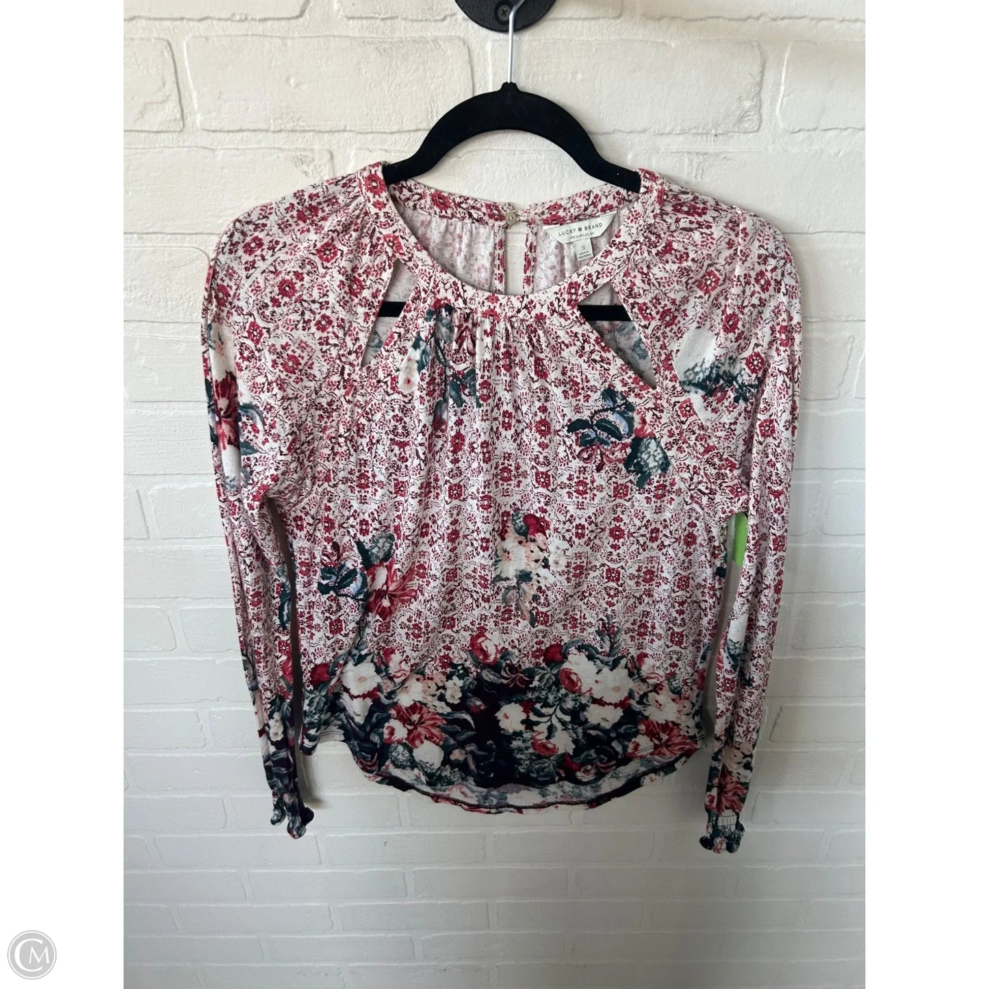 Top Long Sleeve By Lucky Brand In Red & White, Size: S