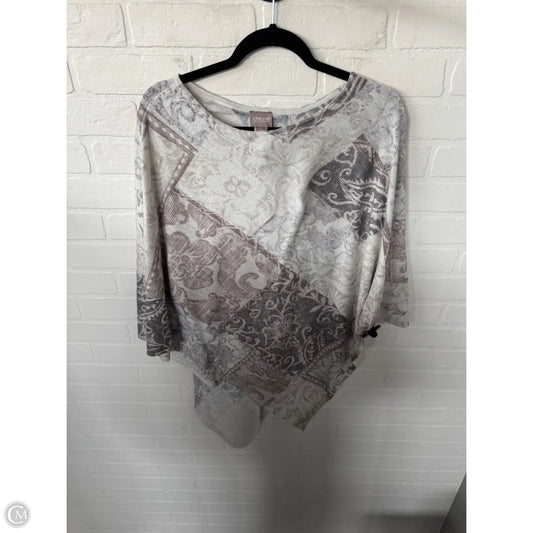 Poncho By Chicos In Cream & Grey, Size: L