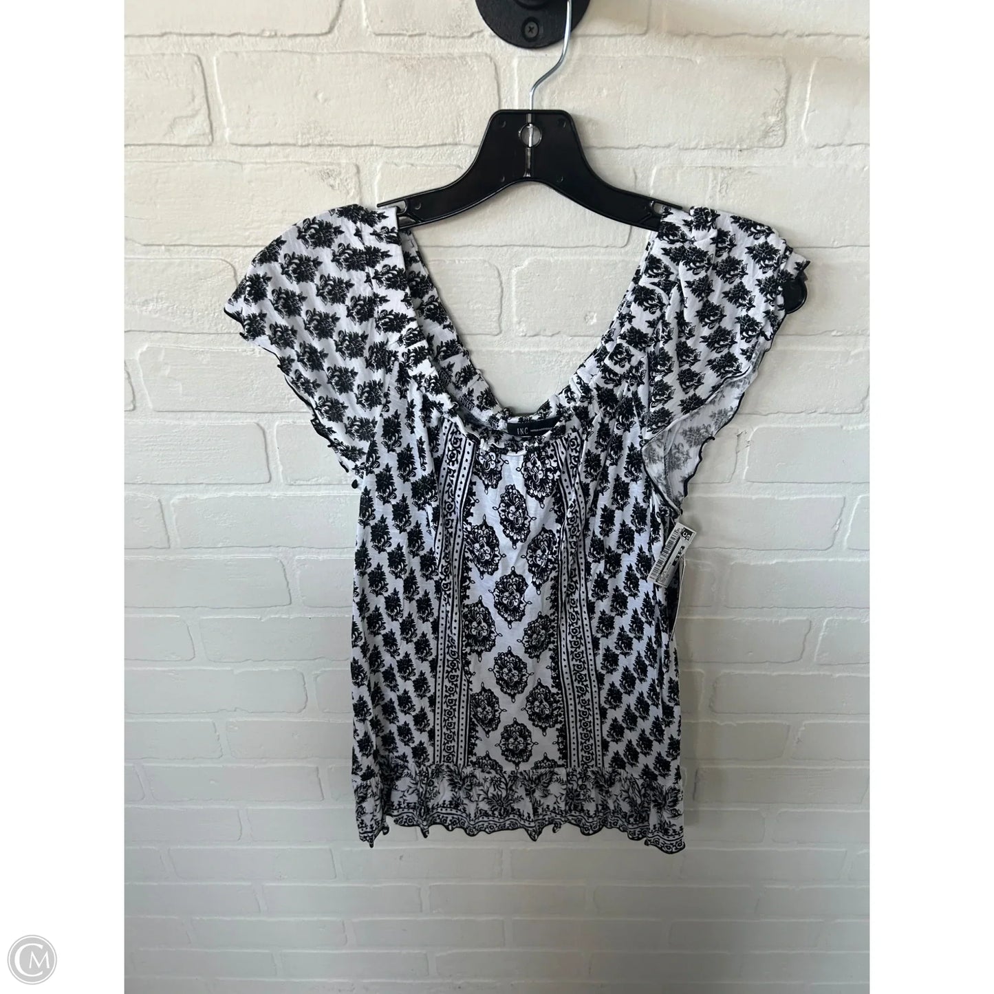 Top Short Sleeve By Inc In Black & White, Size: Xs