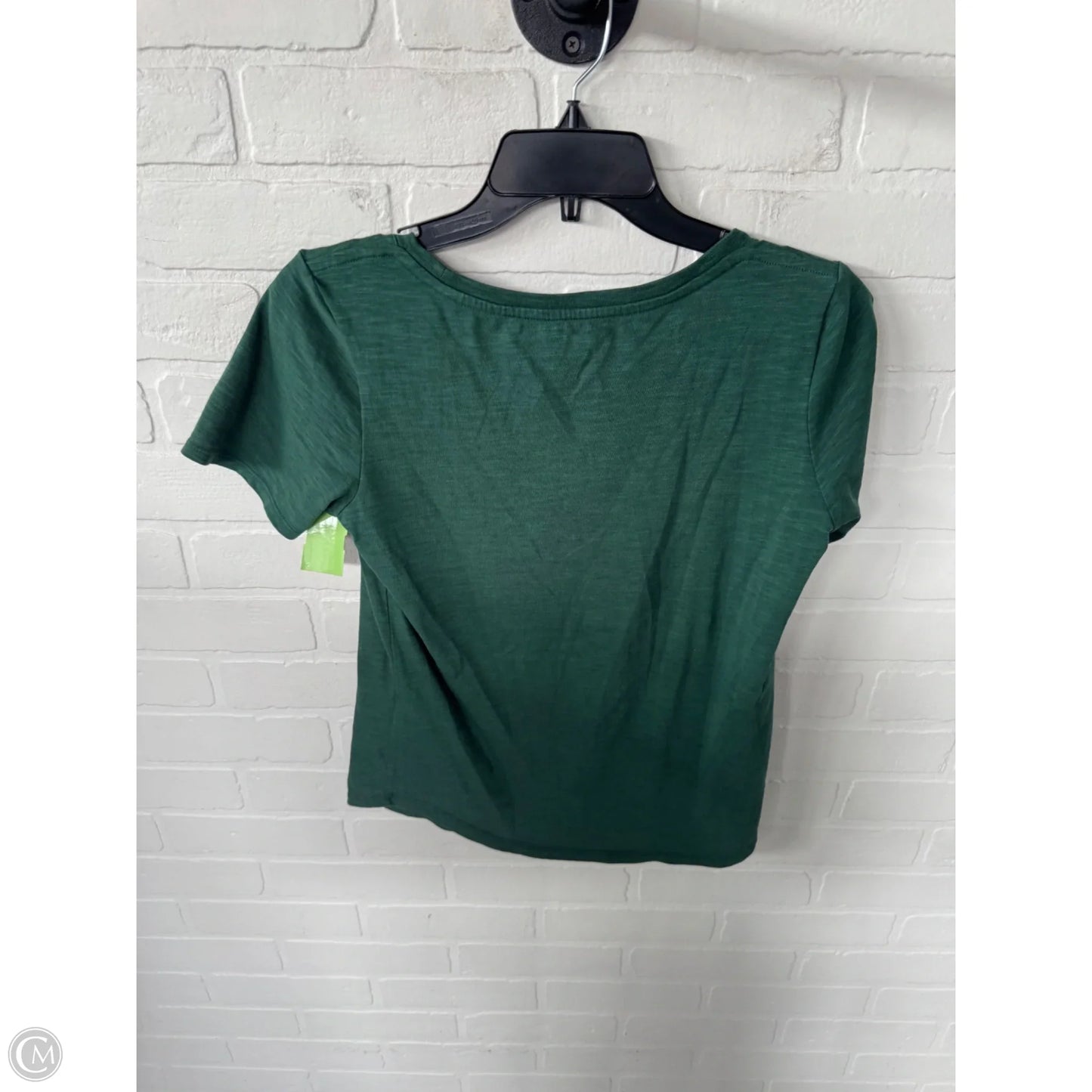 Athletic Top Short Sleeve By Nike In Green & White, Size: S