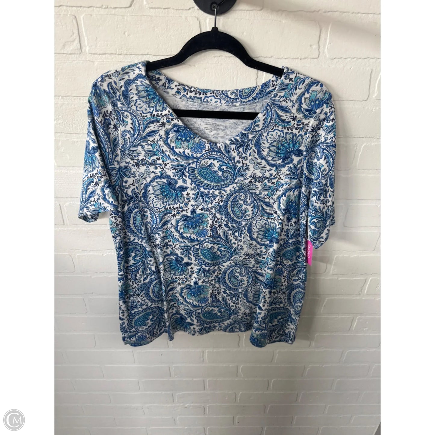 Top Short Sleeve By J. Jill In Blue & White, Size: M