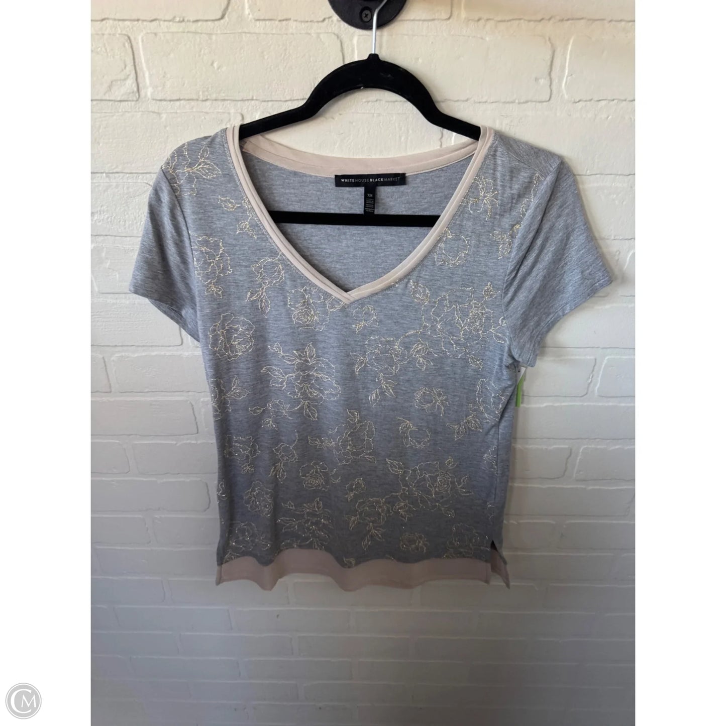 Top Short Sleeve By White House Black Market In Grey & Tan, Size: Xs