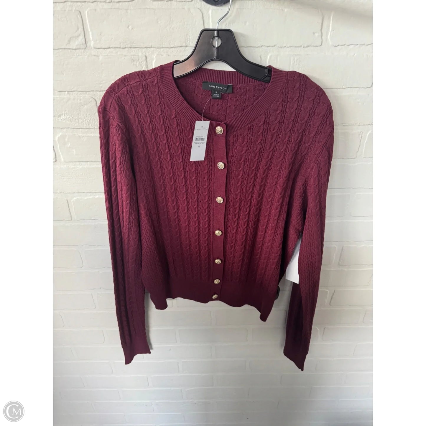 Sweater Cardigan By Ann Taylor In Red, Size: M