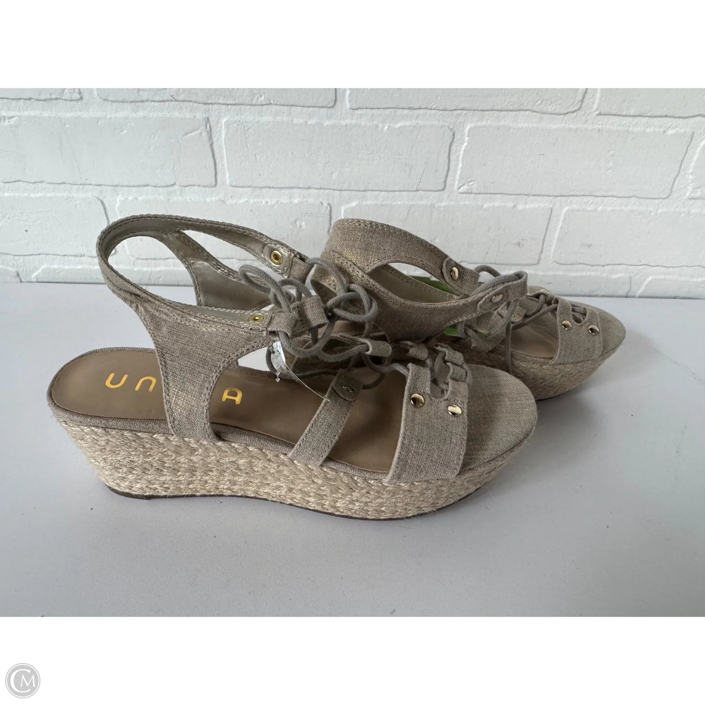 Sandals Heels Wedge By Unisa In Gold, Size: 8