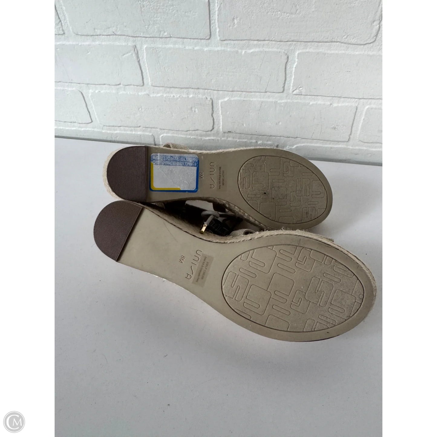 Sandals Heels Wedge By Unisa In Gold, Size: 8