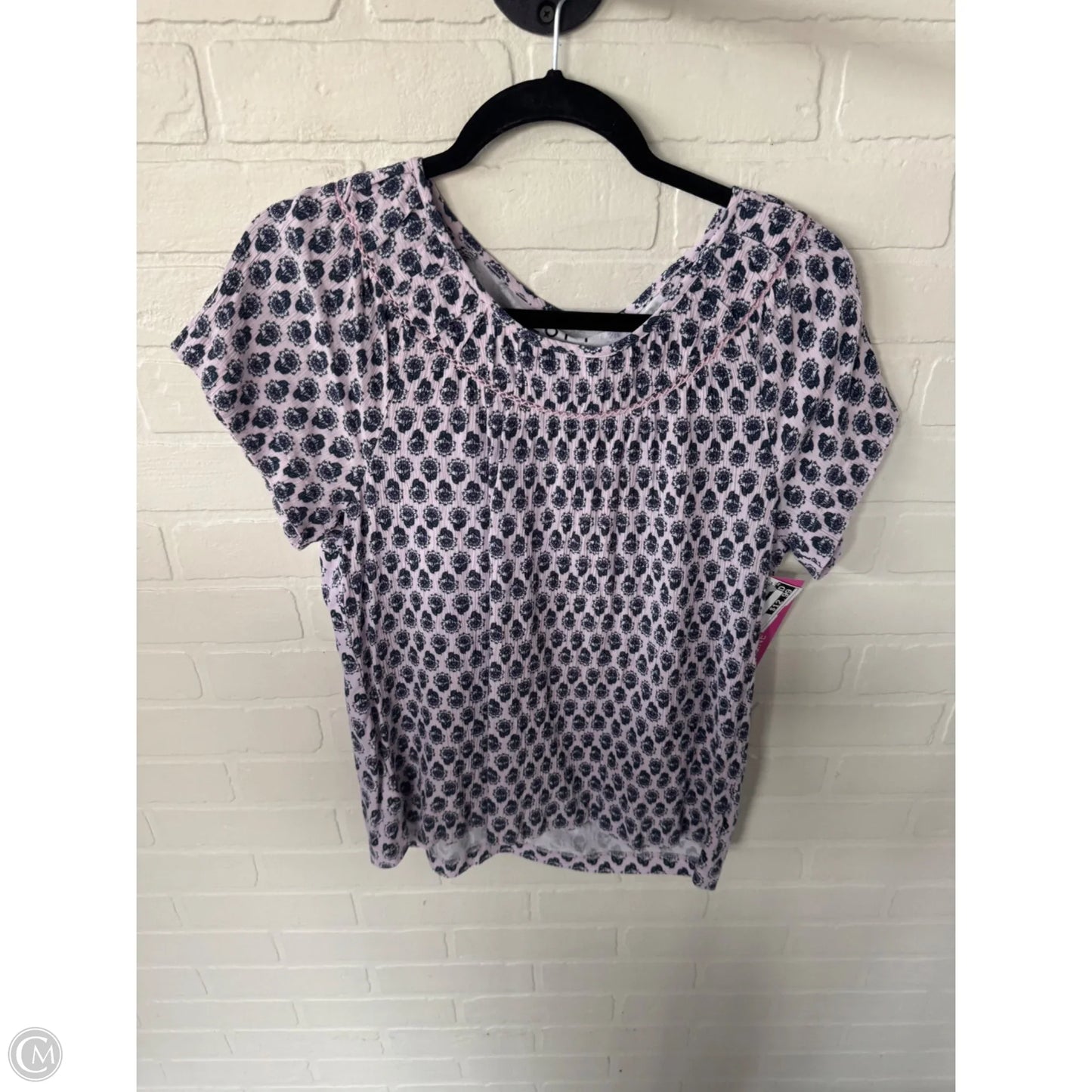 Top Short Sleeve By Loft In Pink & Purple, Size: L