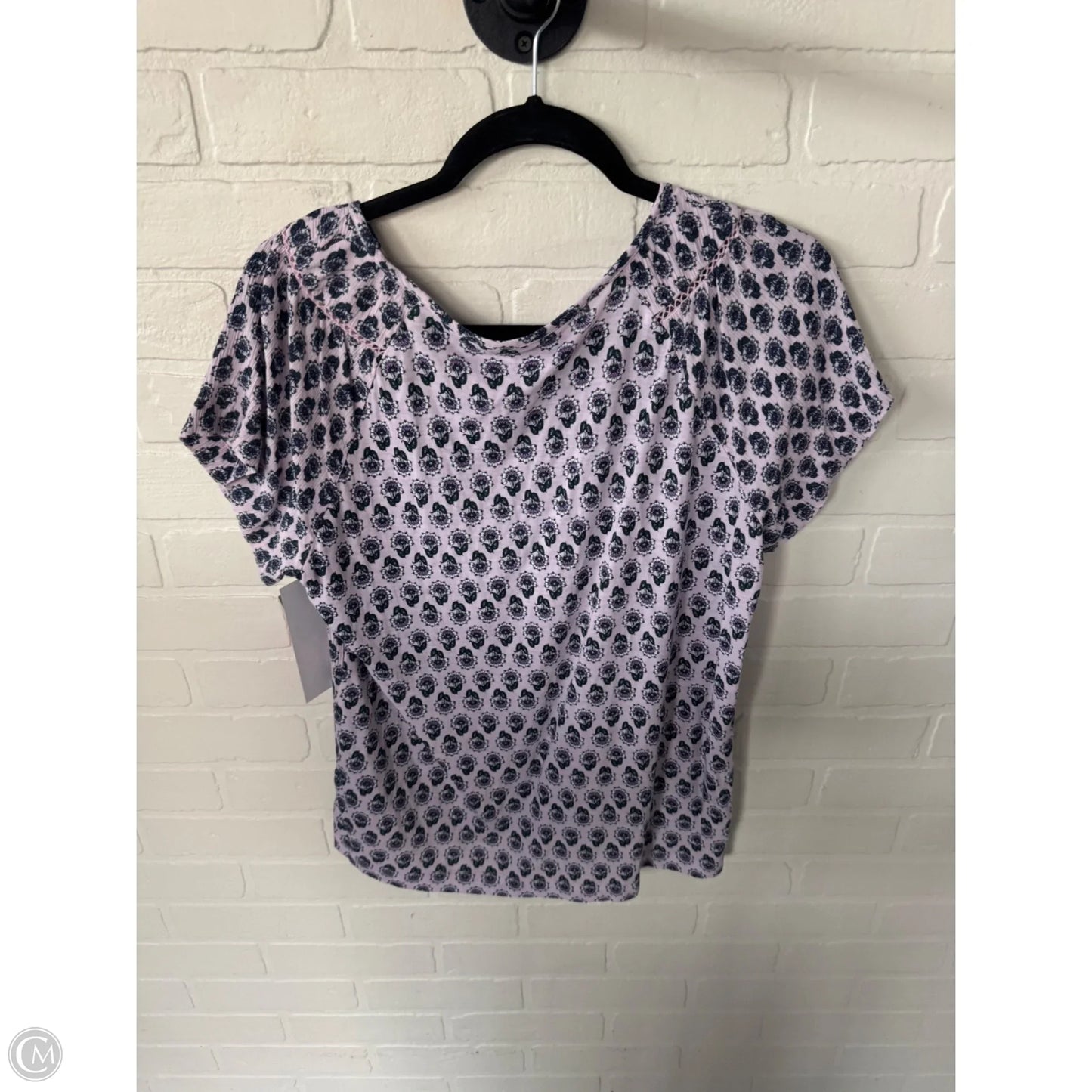 Top Short Sleeve By Loft In Pink & Purple, Size: L
