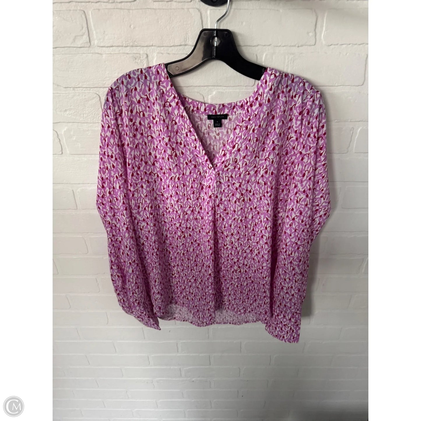 Top Long Sleeve By Ann Taylor In Pink & Red, Size: M