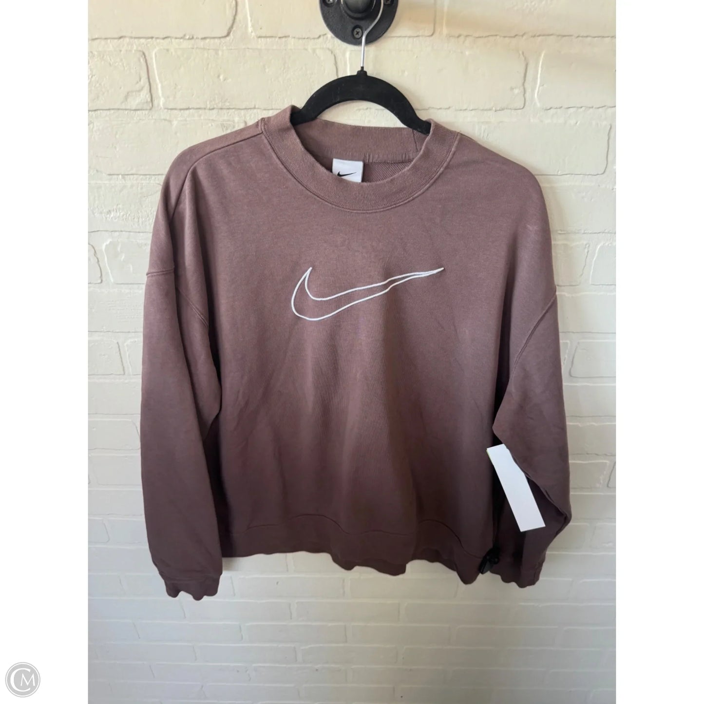 Athletic Sweatshirt Crewneck By Nike In Brown, Size: M