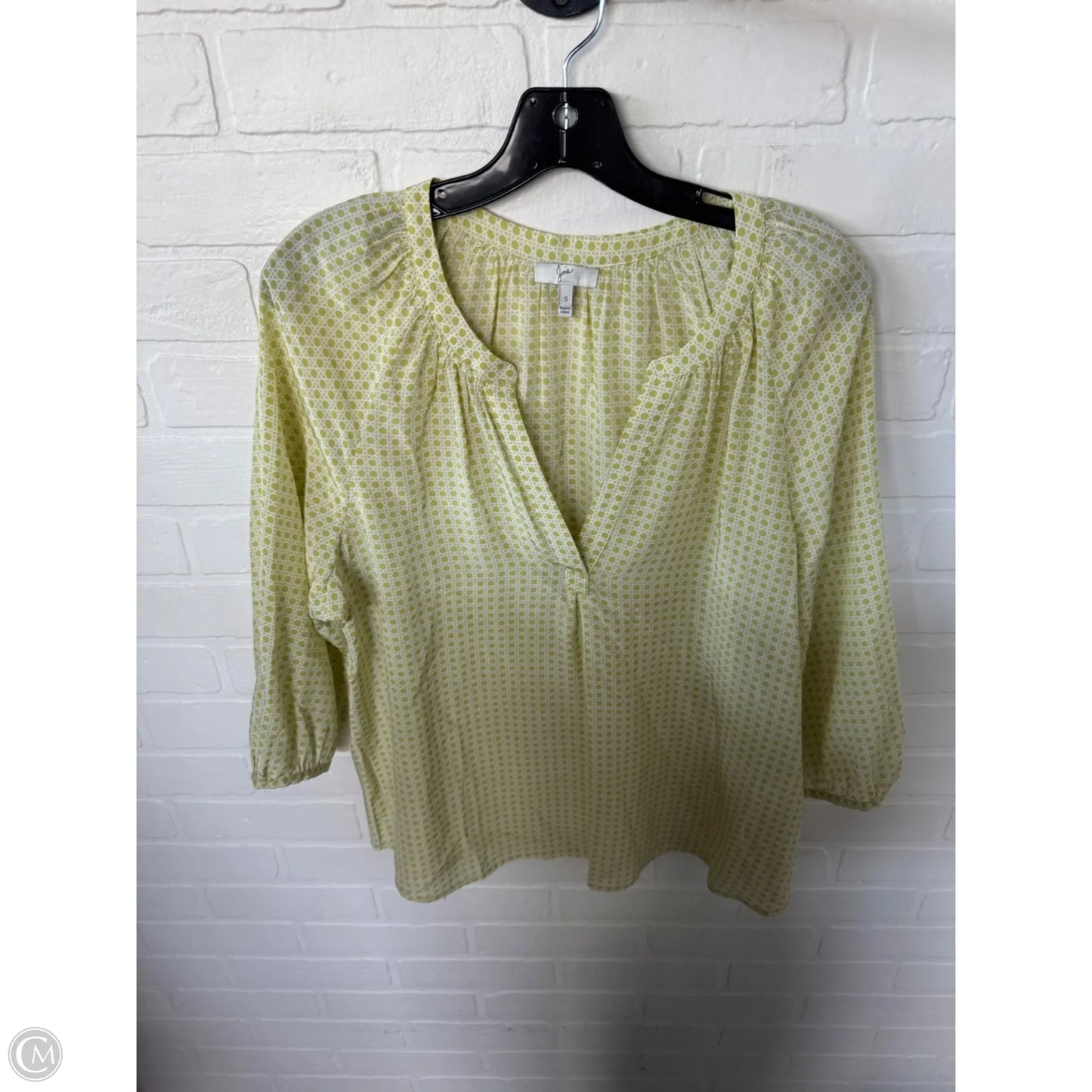 Top 3/4 Sleeve By Joie In Green, Size: S