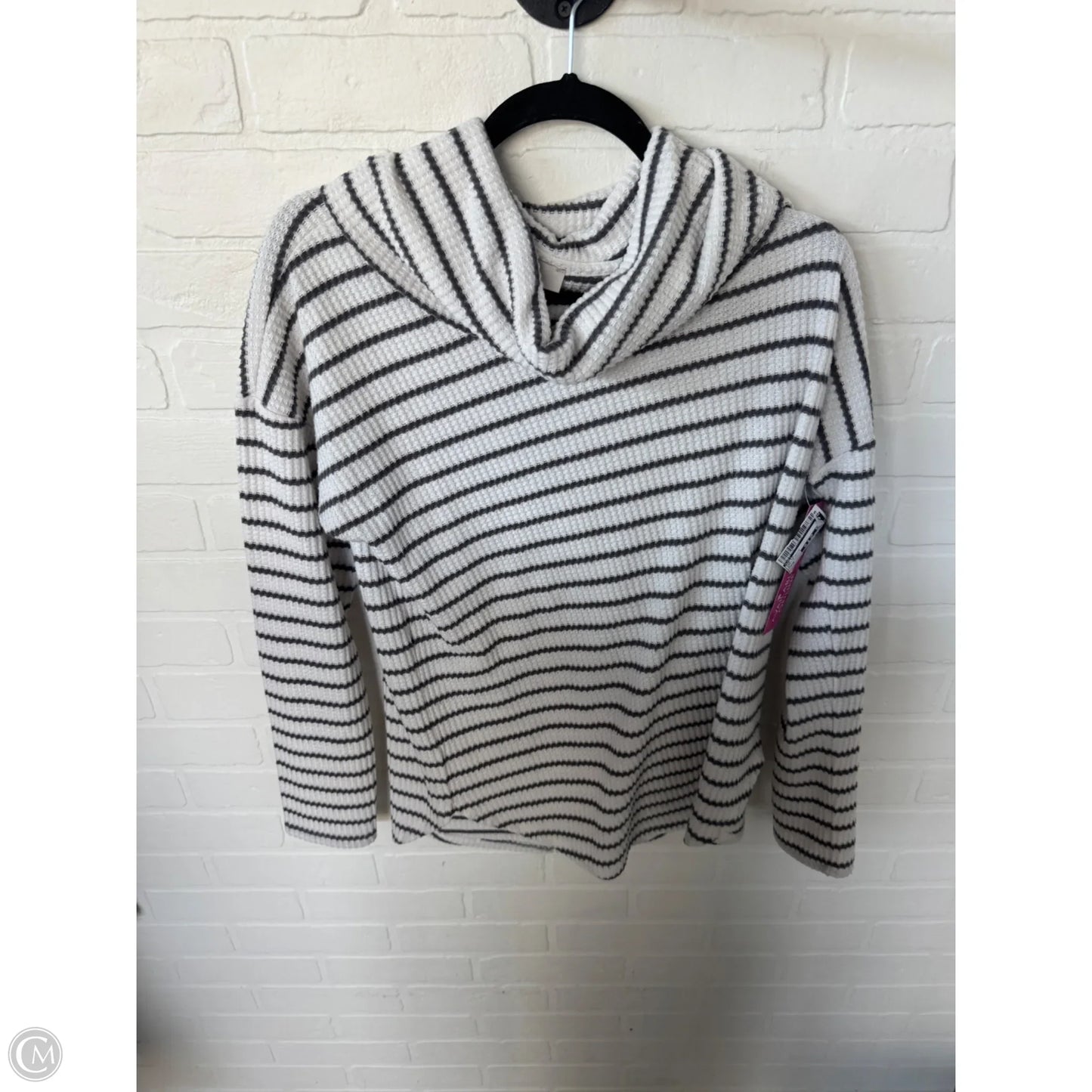 Top Long Sleeve By Loft In Grey & White, Size: M