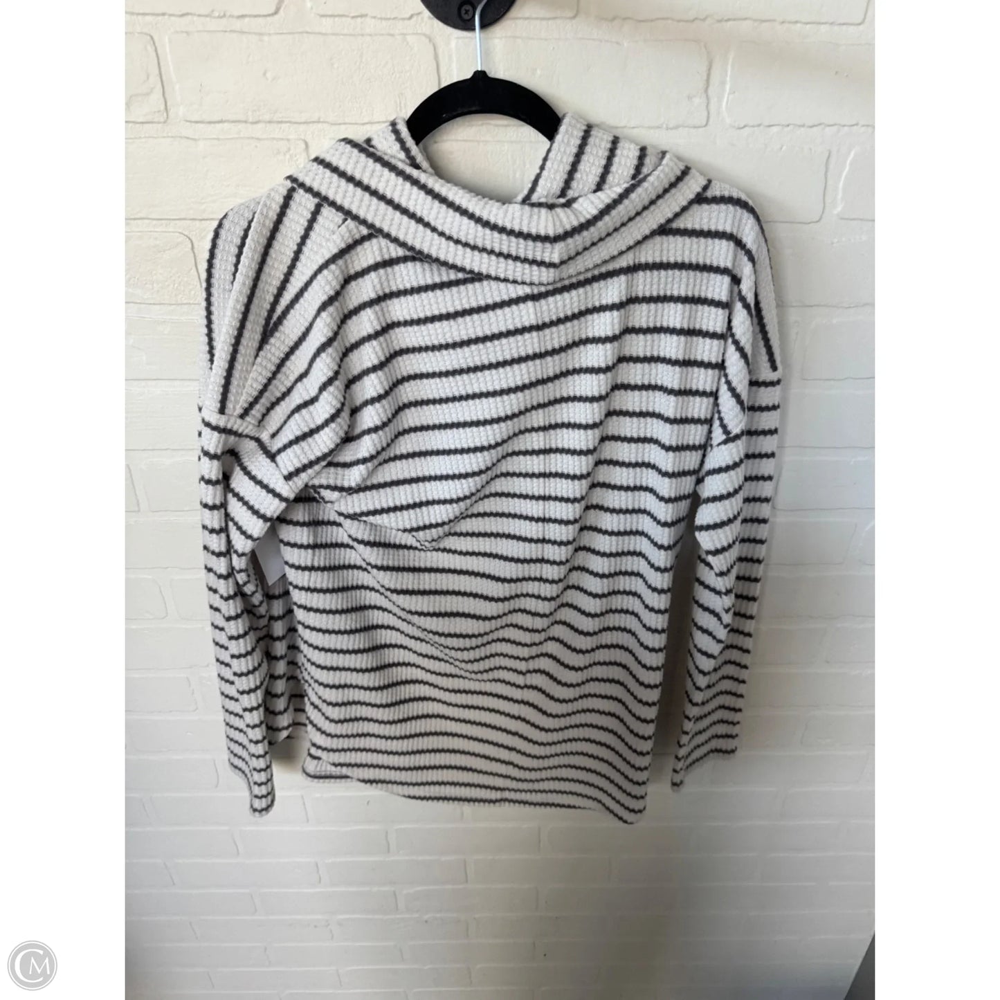 Top Long Sleeve By Loft In Grey & White, Size: M