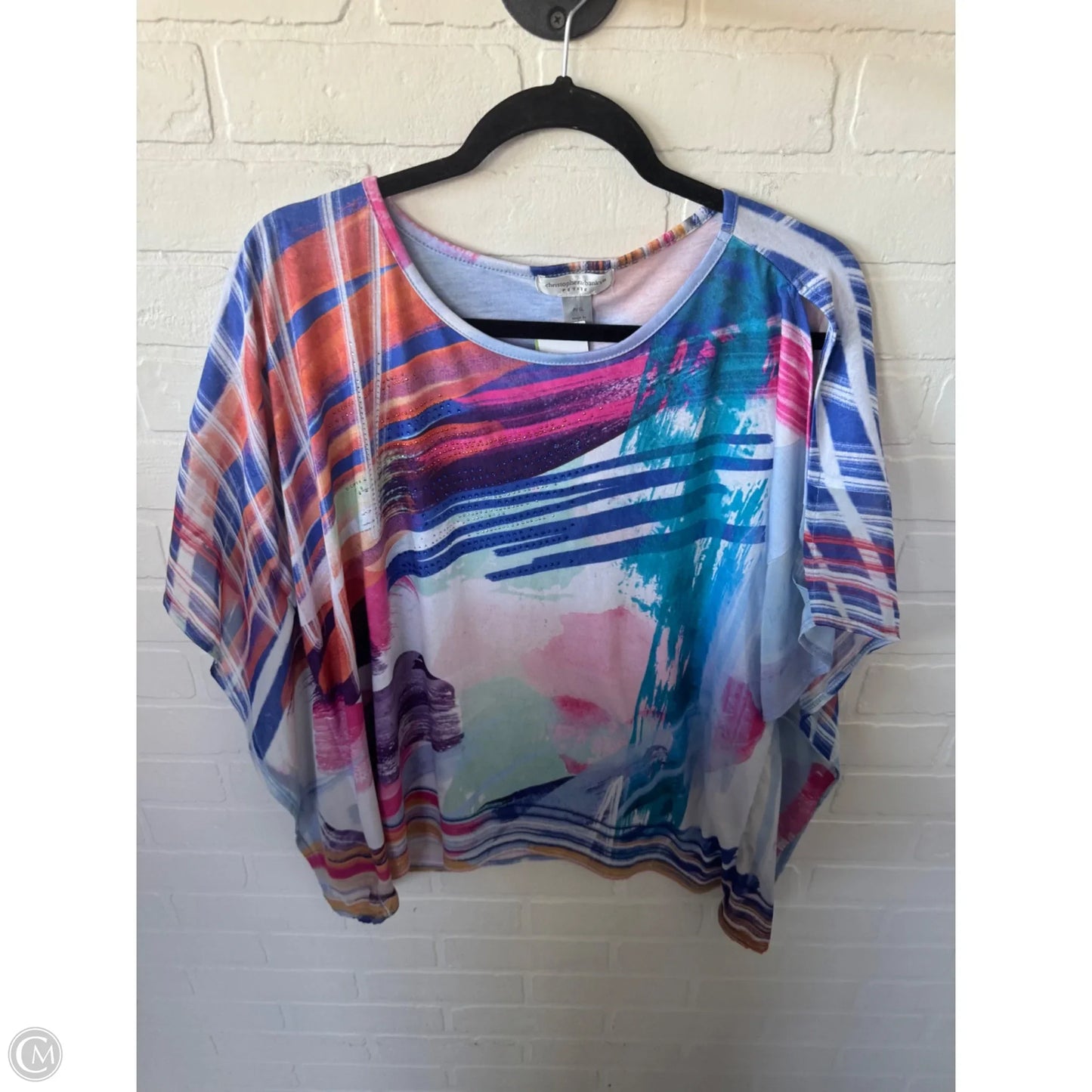 Top Short Sleeve By Christopher And Banks In Blue & Pink, Size: Xlp