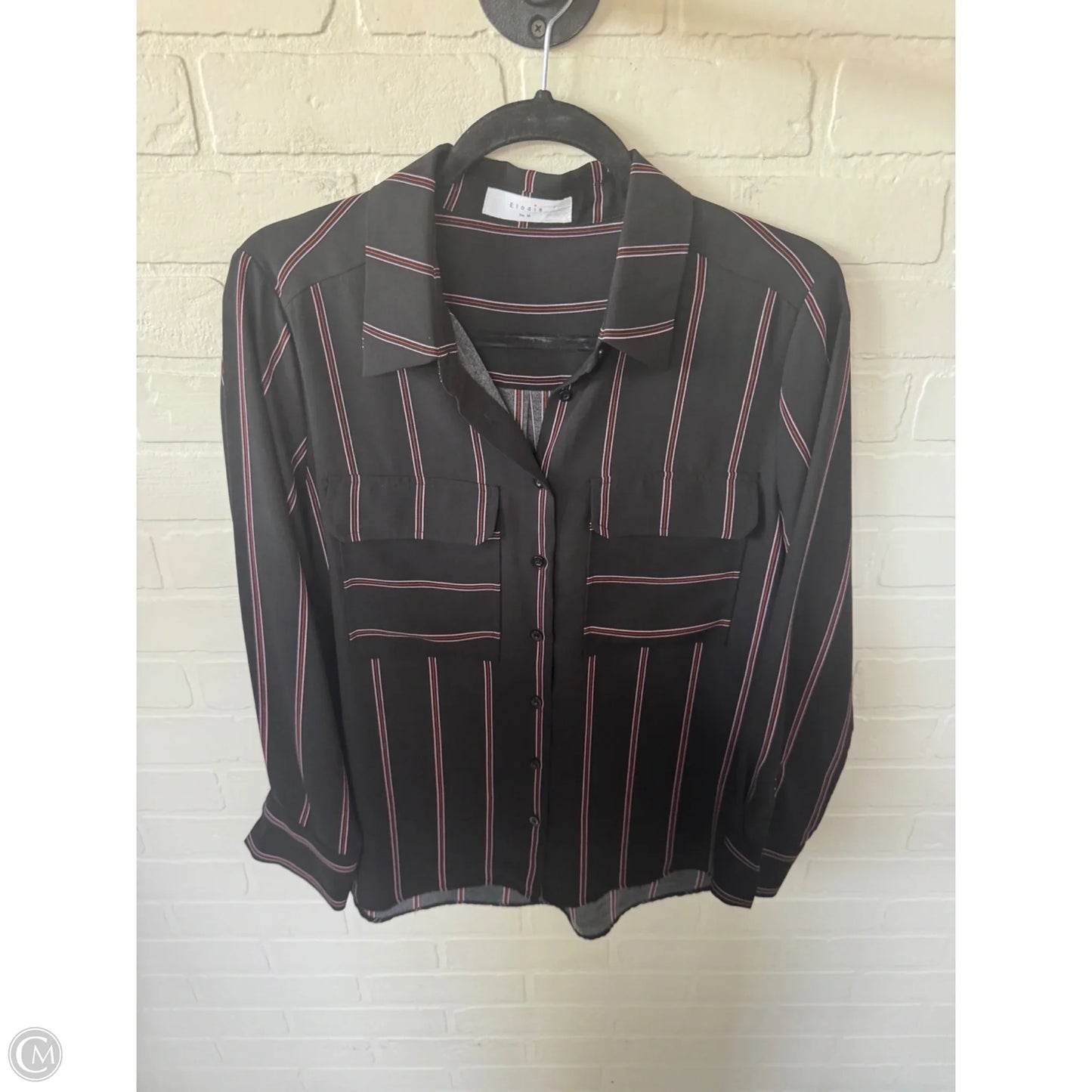 Top Long Sleeve By Elodie In Black & Red, Size: M
