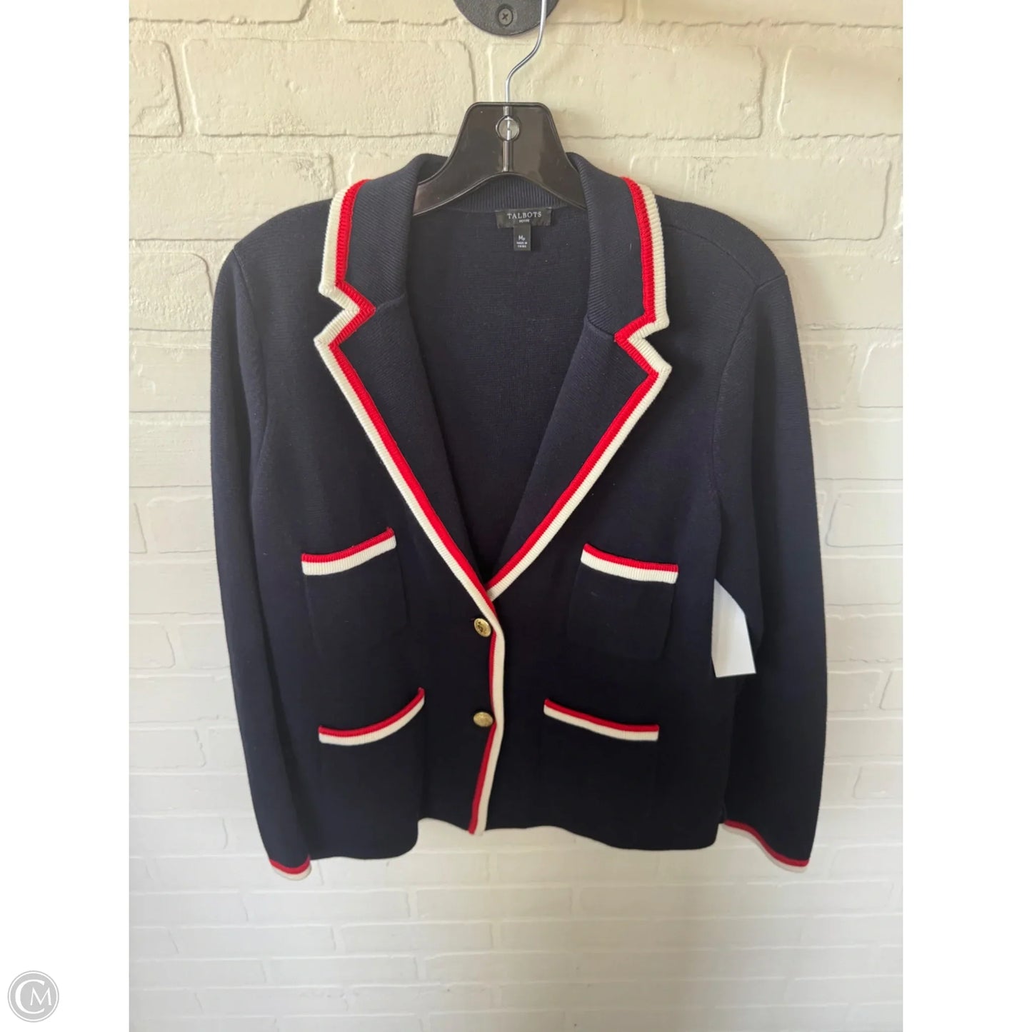Blazer By Talbots In Blue & Red & White, Size: Mp
